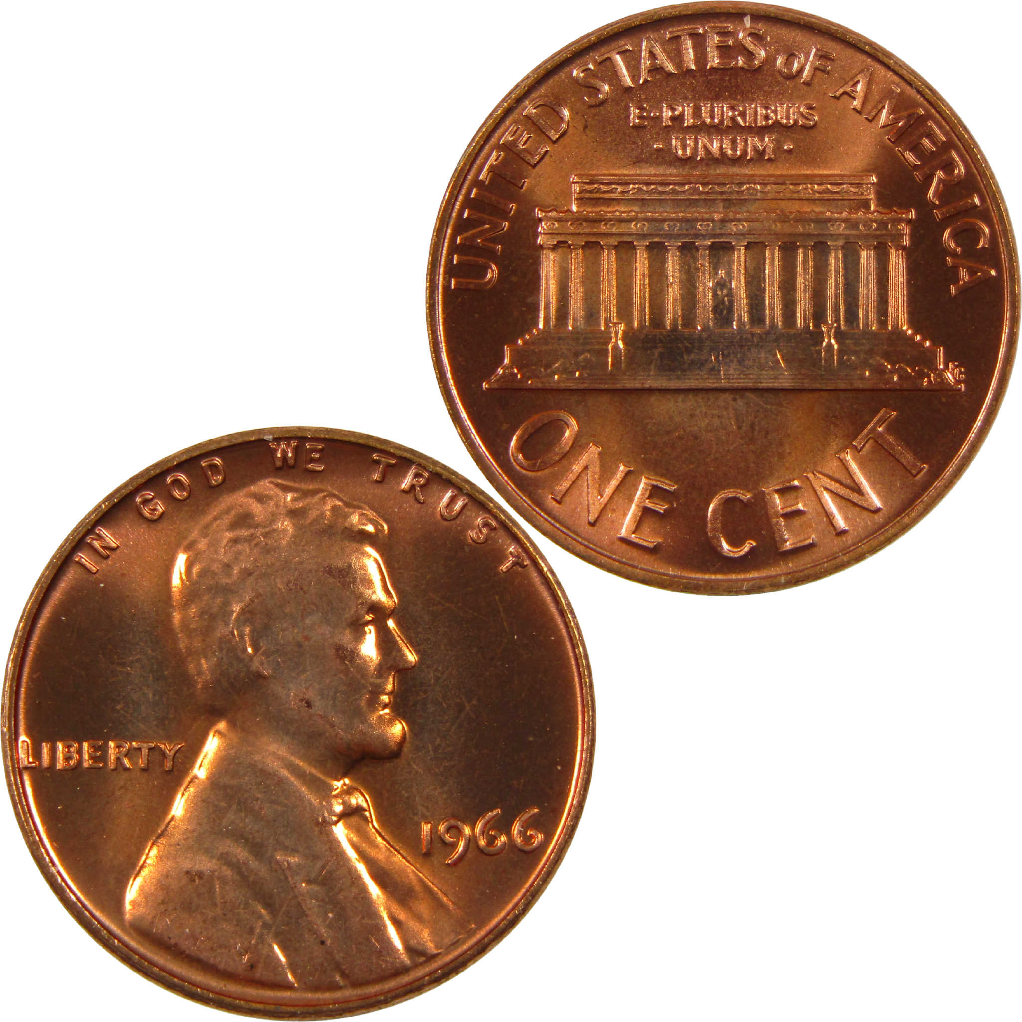 1966 SMS Lincoln Memorial Cent BU Uncirculated Penny 1c Coin