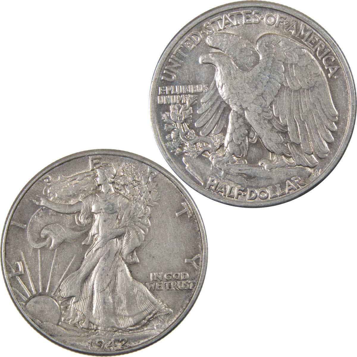 1942 Liberty Walking Silver 50c AU About Uncirculated SKU:I28686