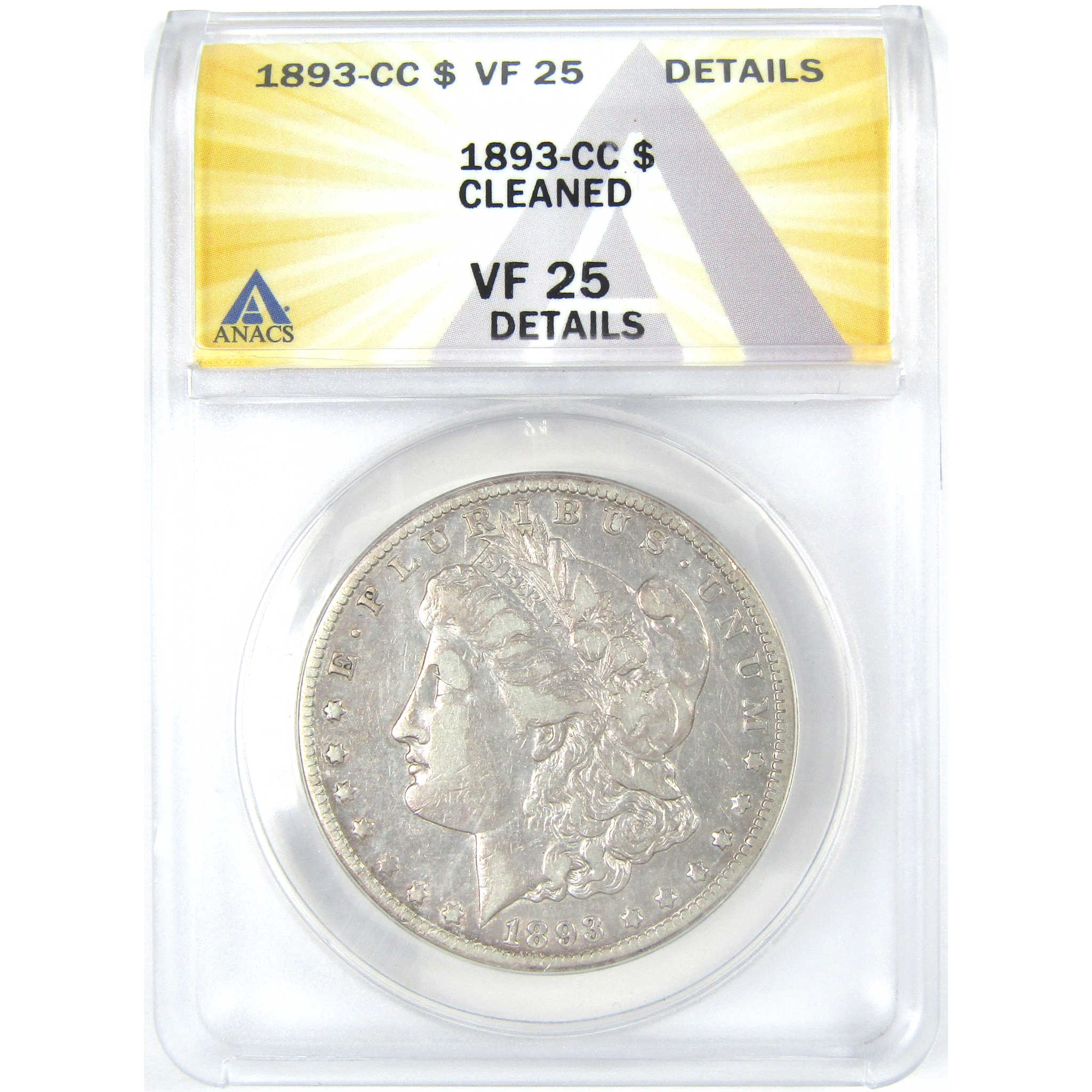 1893 CC Morgan Dollar VF 25 Details ANACS Silver $1 Coin SKU:I16209 - Morgan coin - Morgan silver dollar - Morgan silver dollar for sale - Profile Coins &amp; Collectibles