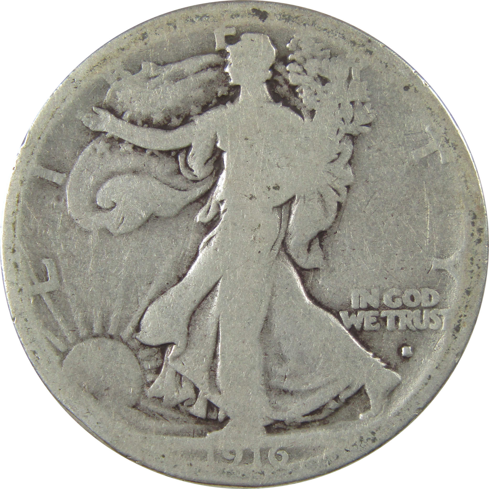 1916 S Liberty Walking Silver Half Dollar G Good 50c Coin SKU:I24102