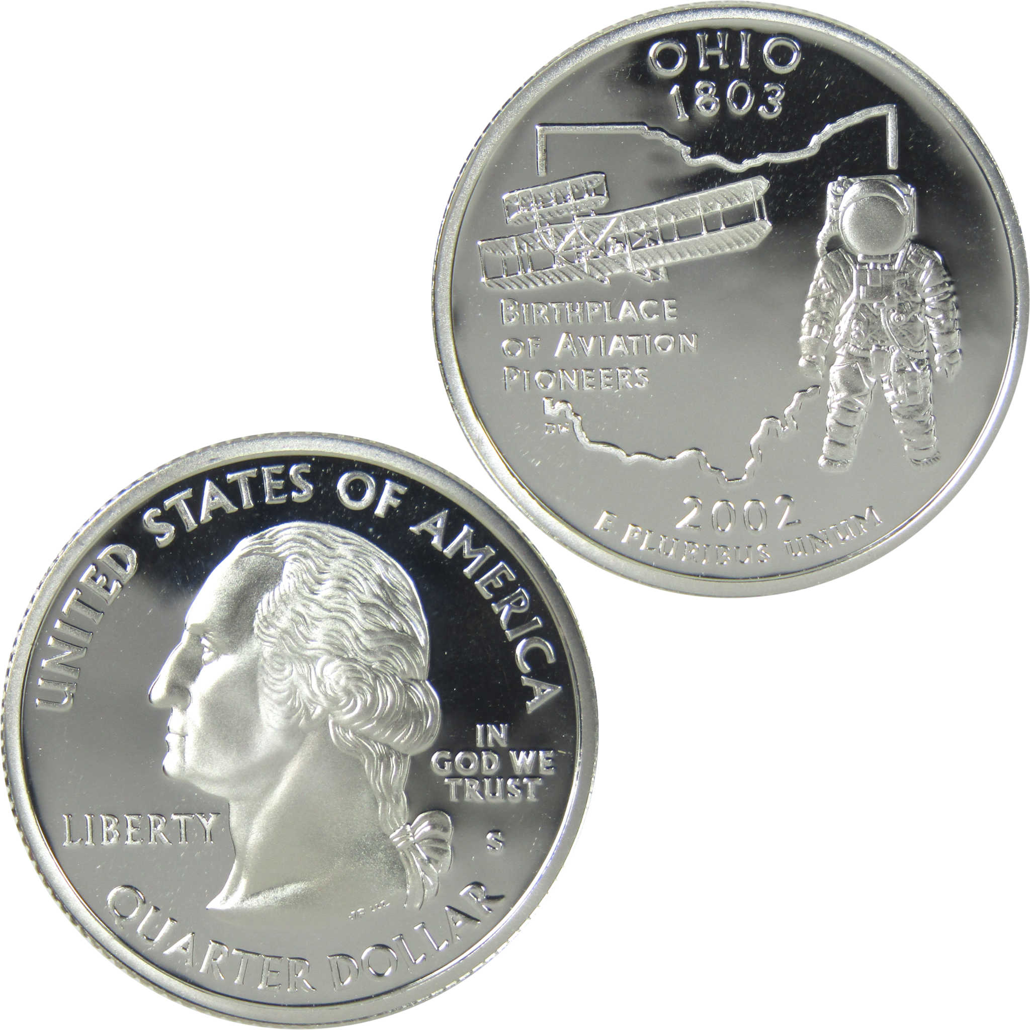 2002 S Ohio State Quarter Choice Proof Silver 25c Coin