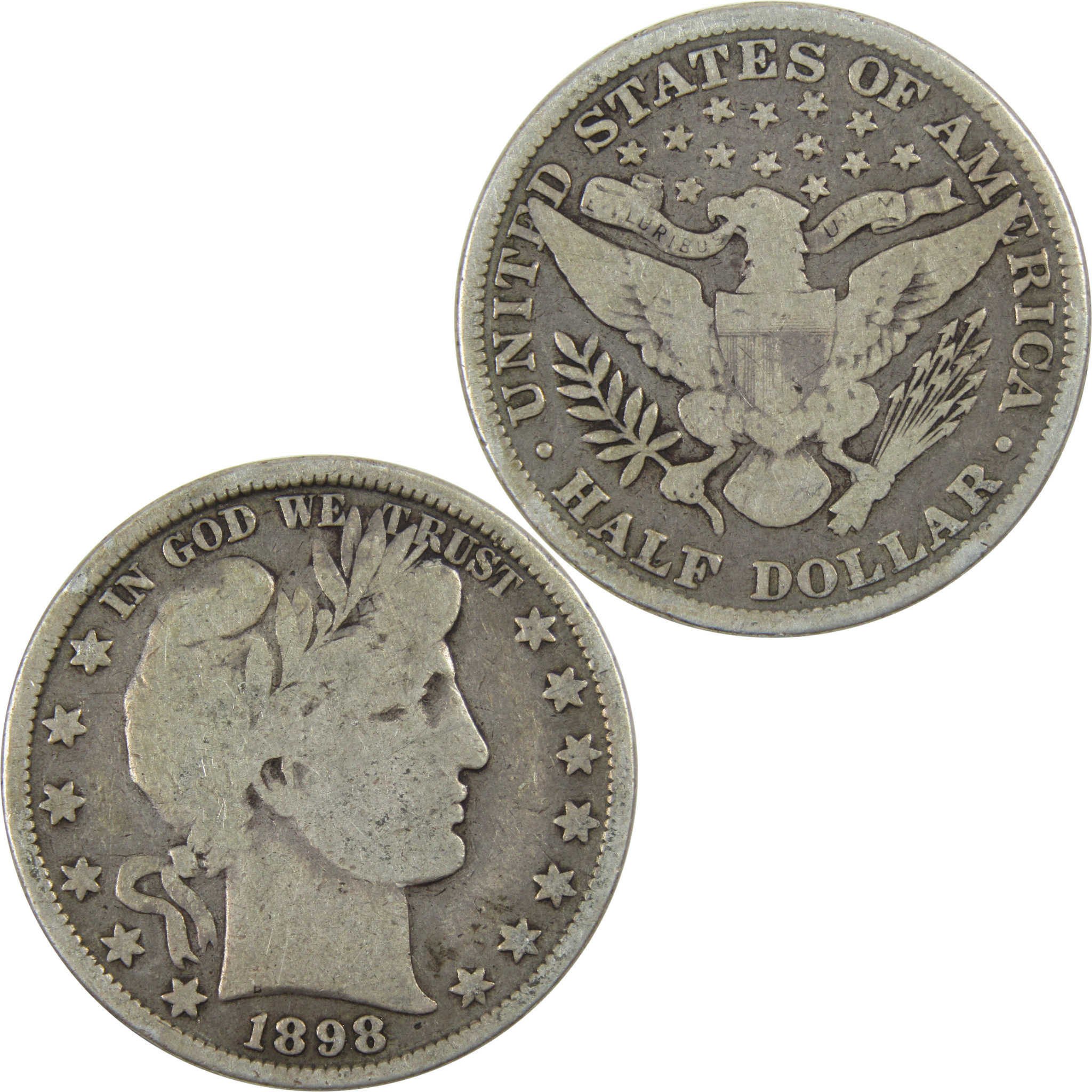 1898 Barber Half Dollar VG Very Good Silver 50c Coin SKU:I12485