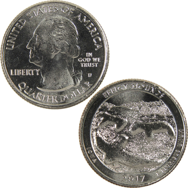 2017 D Effigy Mounds National Park Quarter BU Uncirculated Clad Coin
