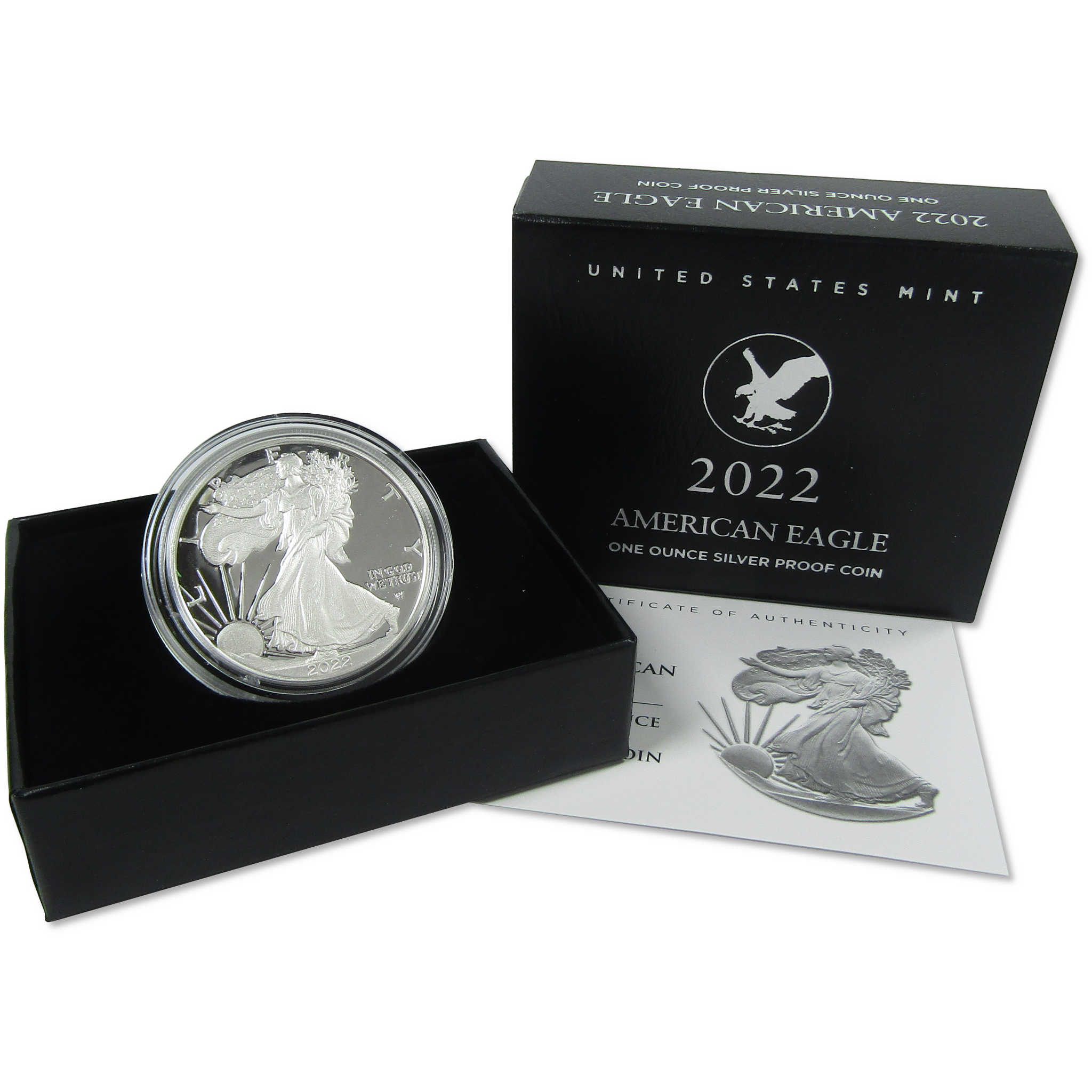 2022 W American Eagle Choice Proof 1 oz .999 Silver Bullion $1 OGP COA