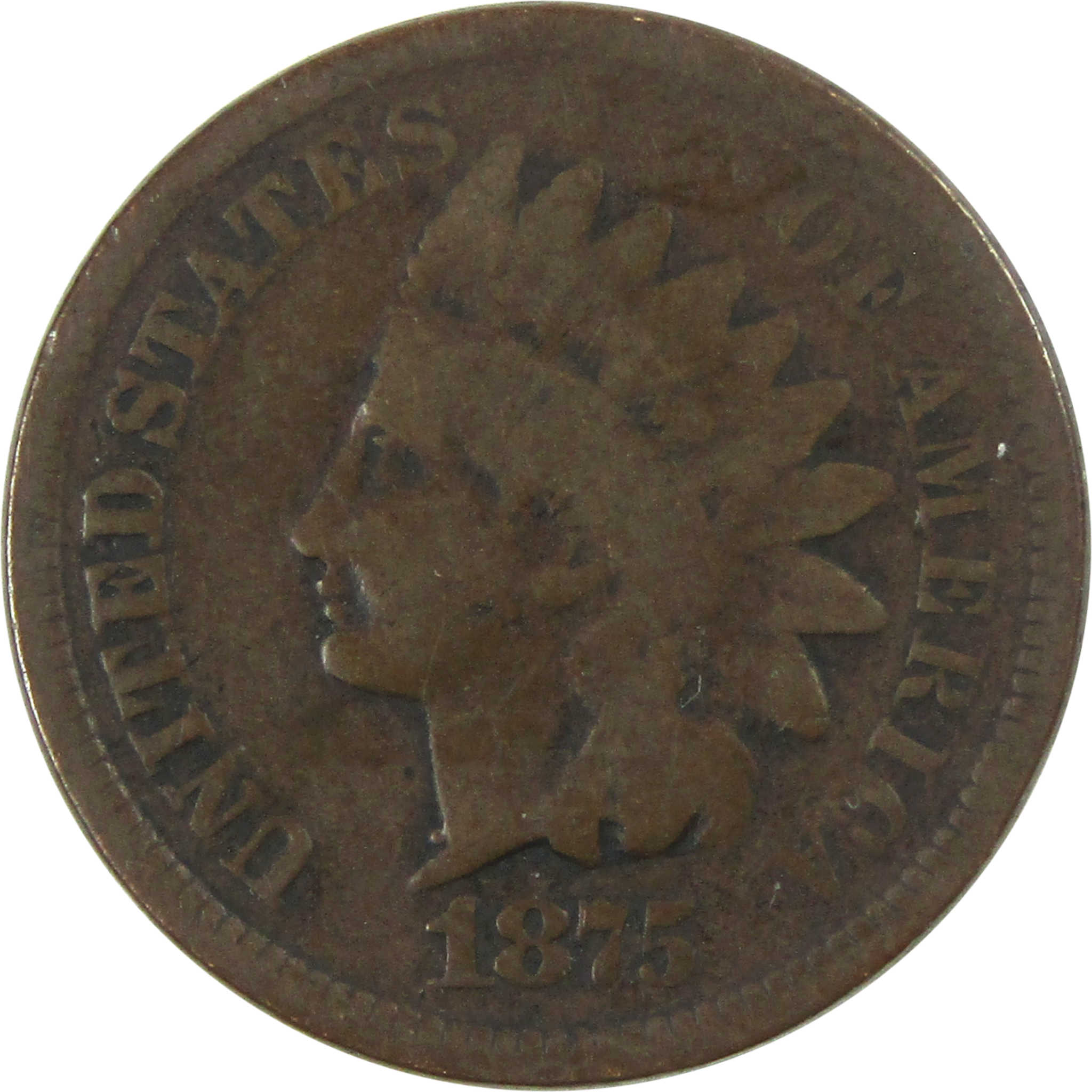 1875 Indian Head Cent AG About Good Penny 1c Coin SKU:I13892