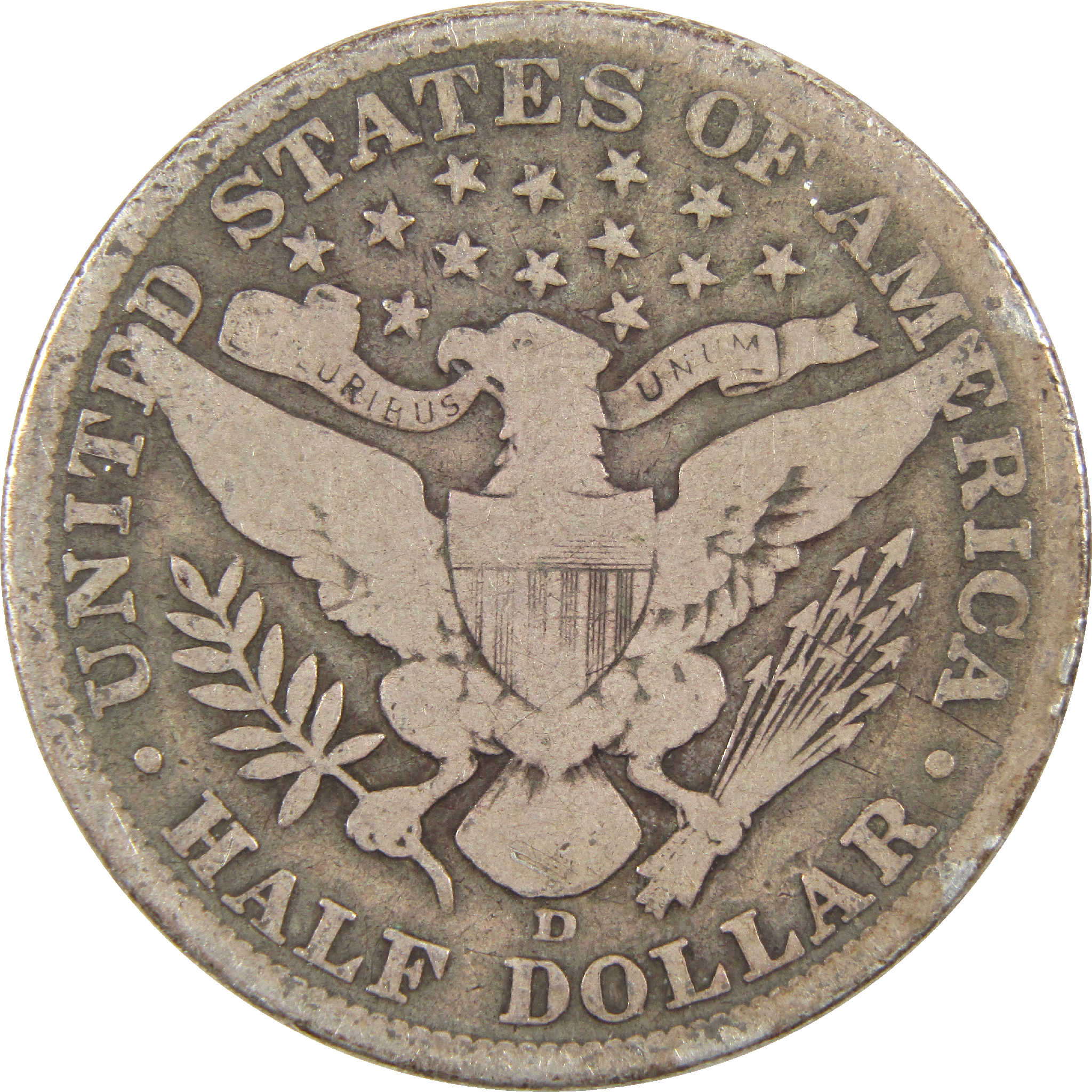 1908 D Barber Half Dollar G Good Silver 50c Coin SKU:I11449