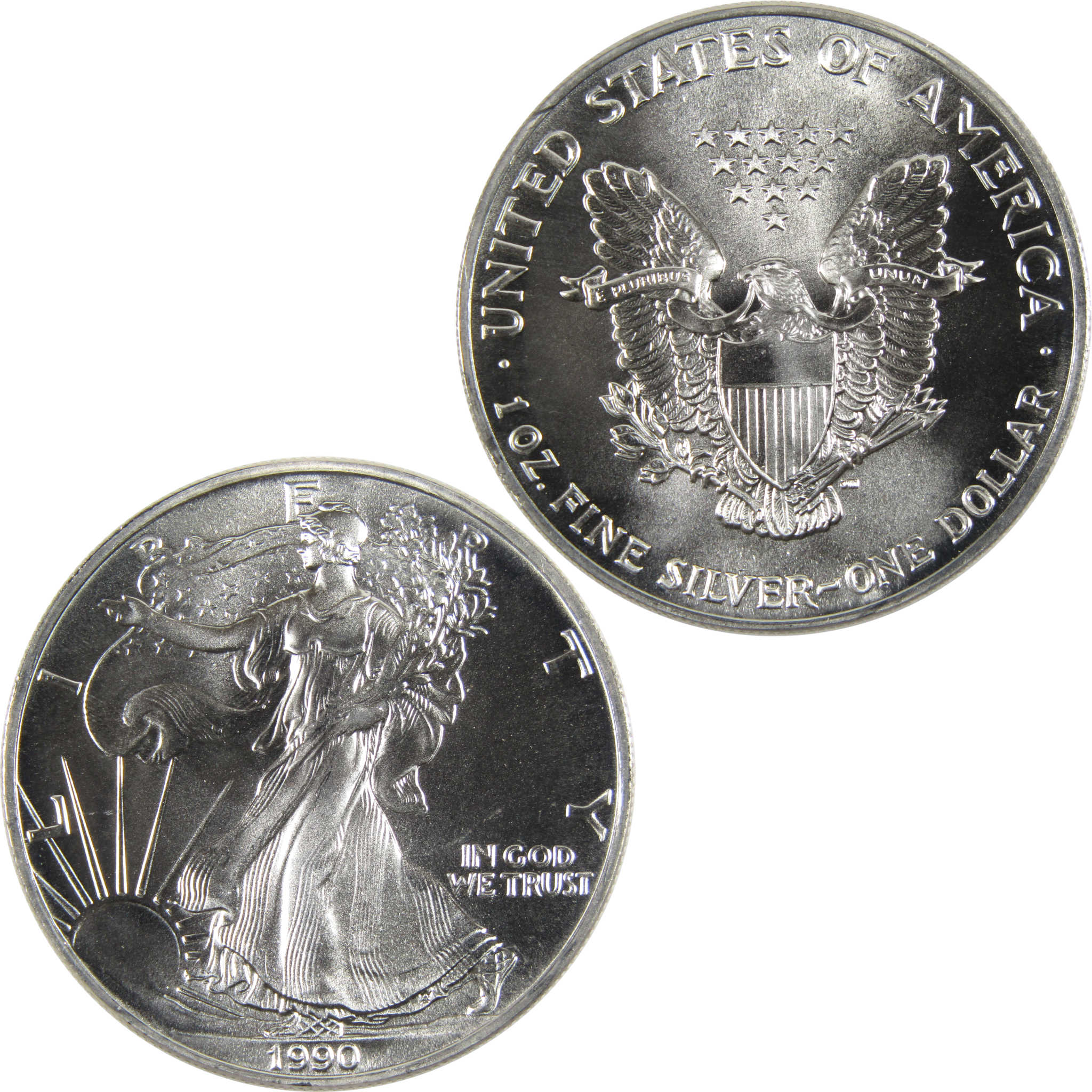 1990 American Eagle BU Uncirculated 1 oz .999 Silver Bullion $1 Coin