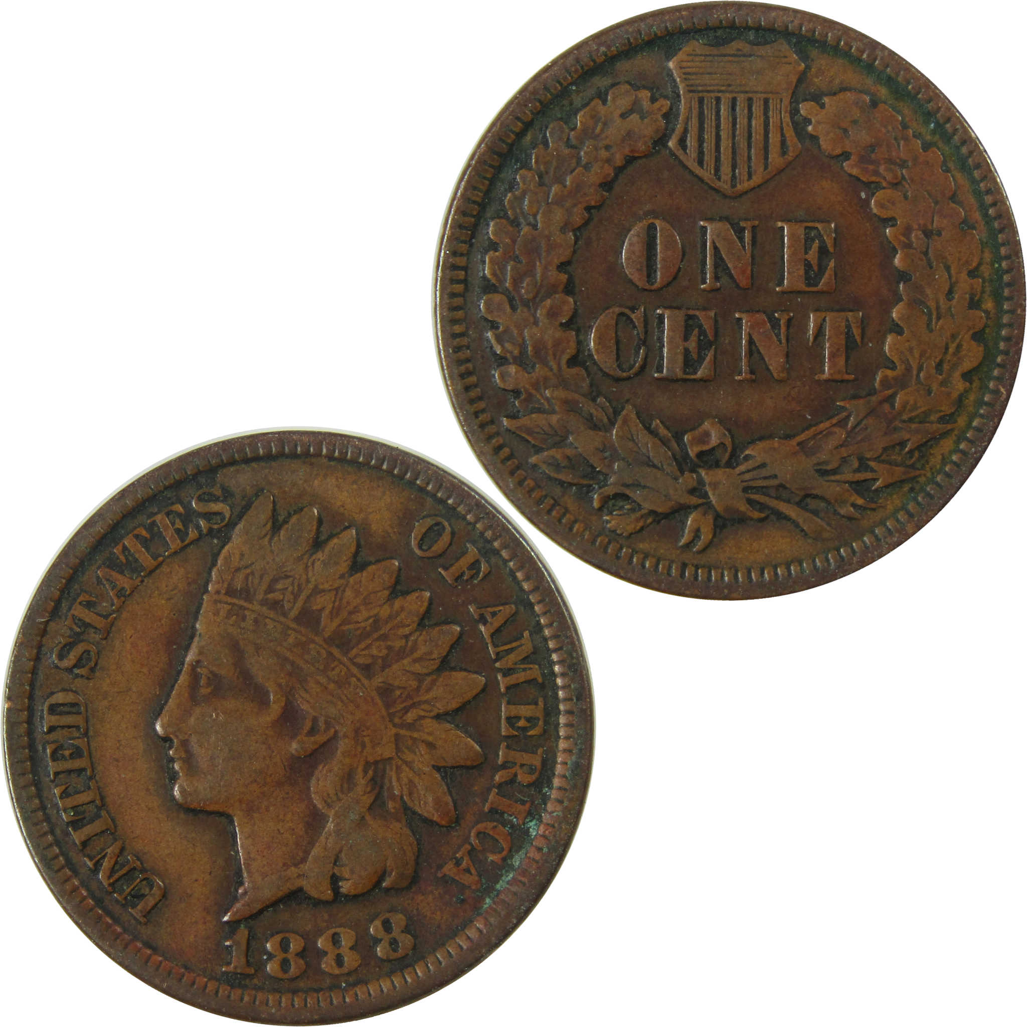 1888 Indian Head Cent F Fine Penny 1c Coin Collectible SKU:I26932