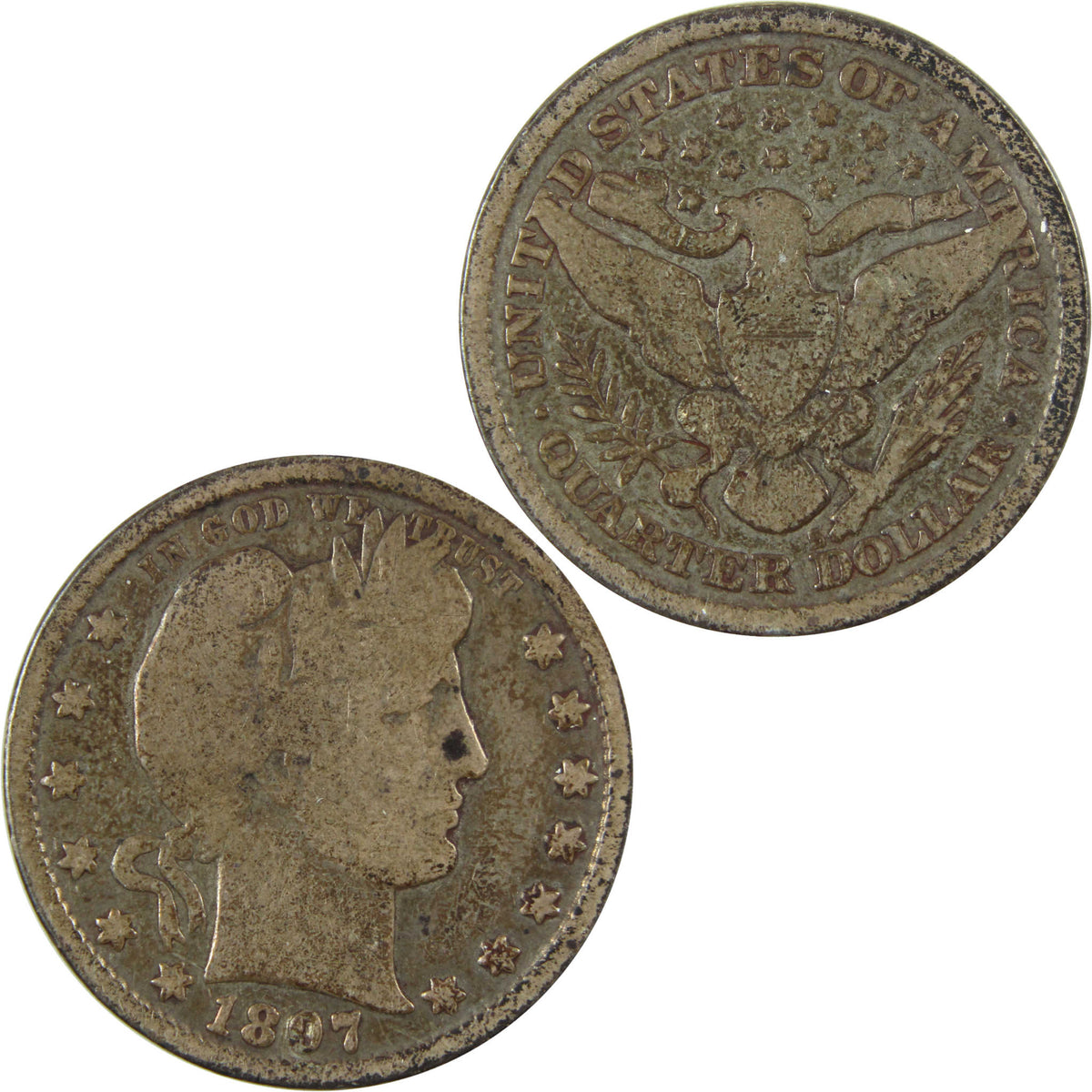 1897 S Barber Silver Quarter G Good 25c Coin Collectible SKU:I28609