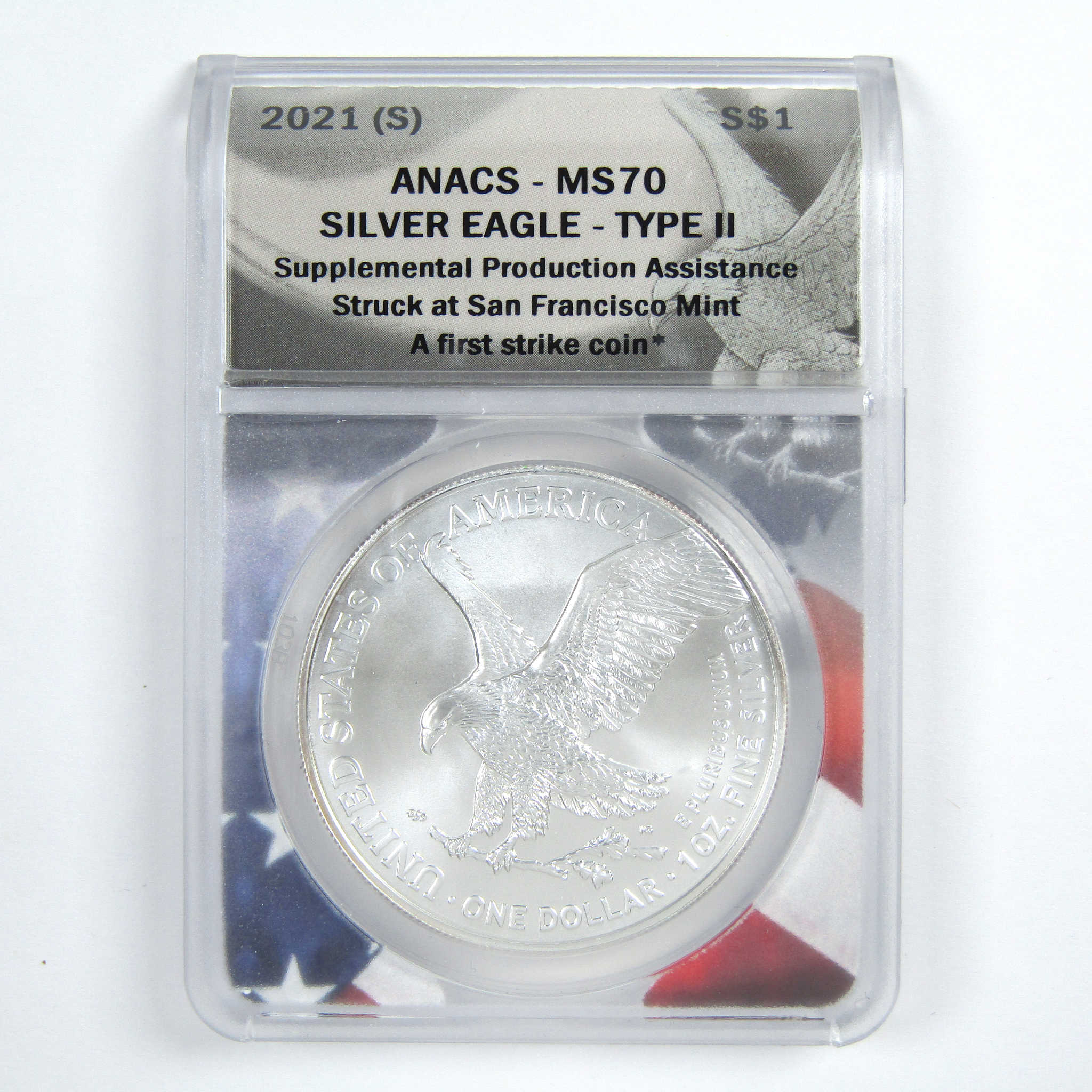 2021 (S) Type 2 American Silver Eagle MS 70 ANACS $1 SKU:CPC7825