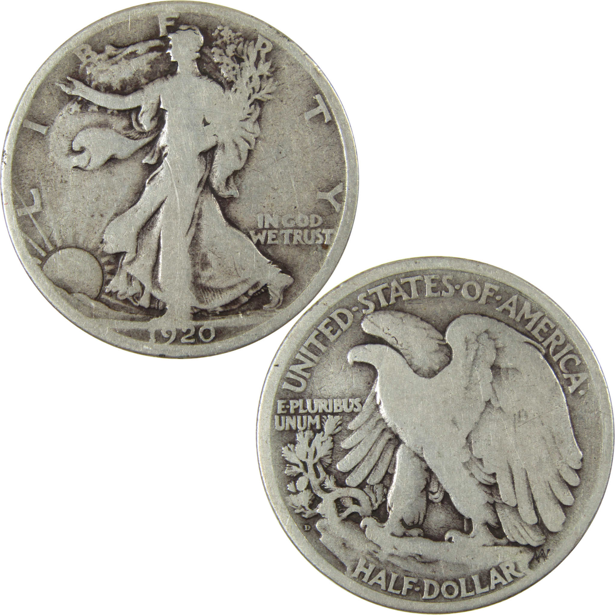 1920 D Liberty Walking Silver Half Dollar VG Very Good SKU:I26009