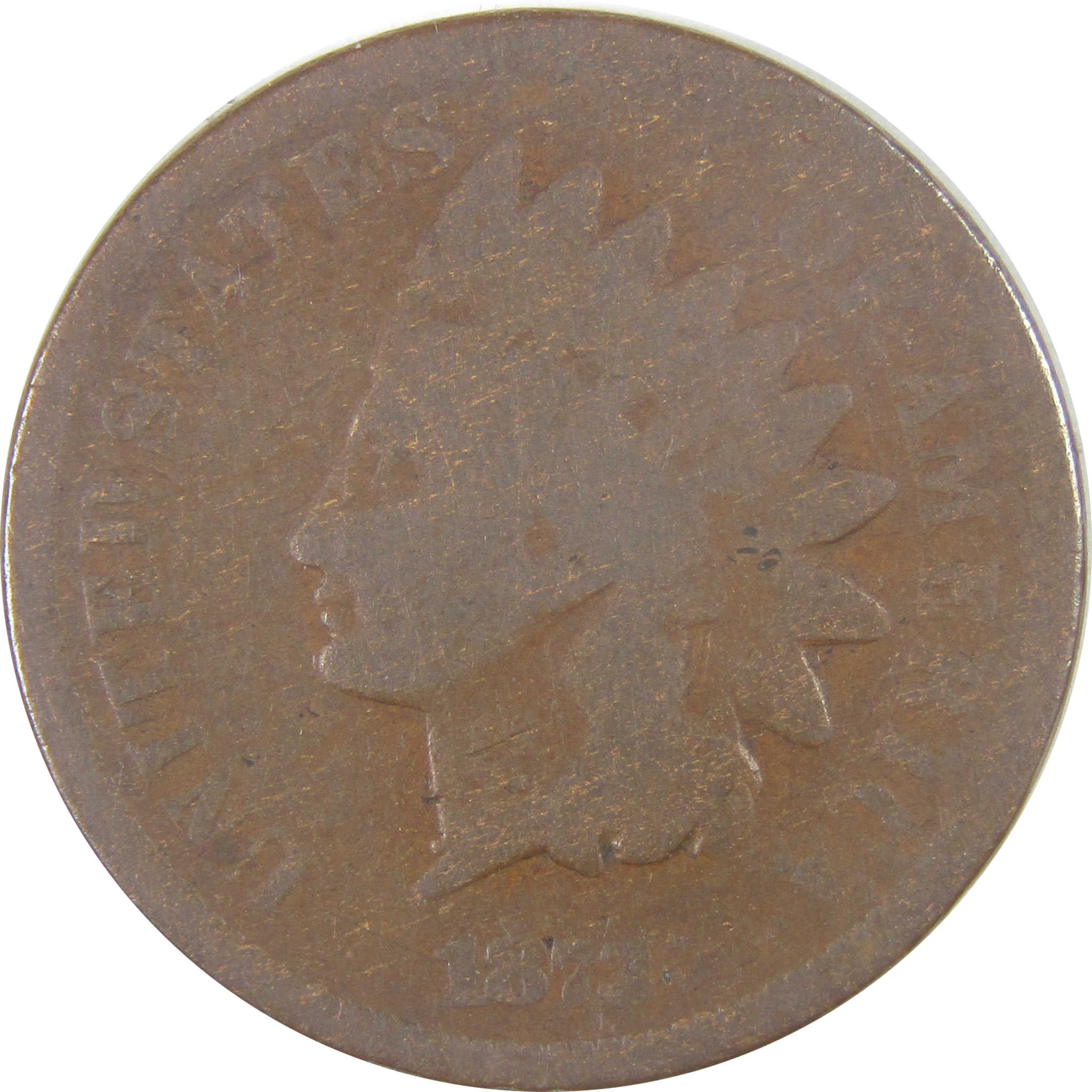 1873 Closed 3 Indian Head Cent AG About Good Penny 1c Coin SKU:I16780