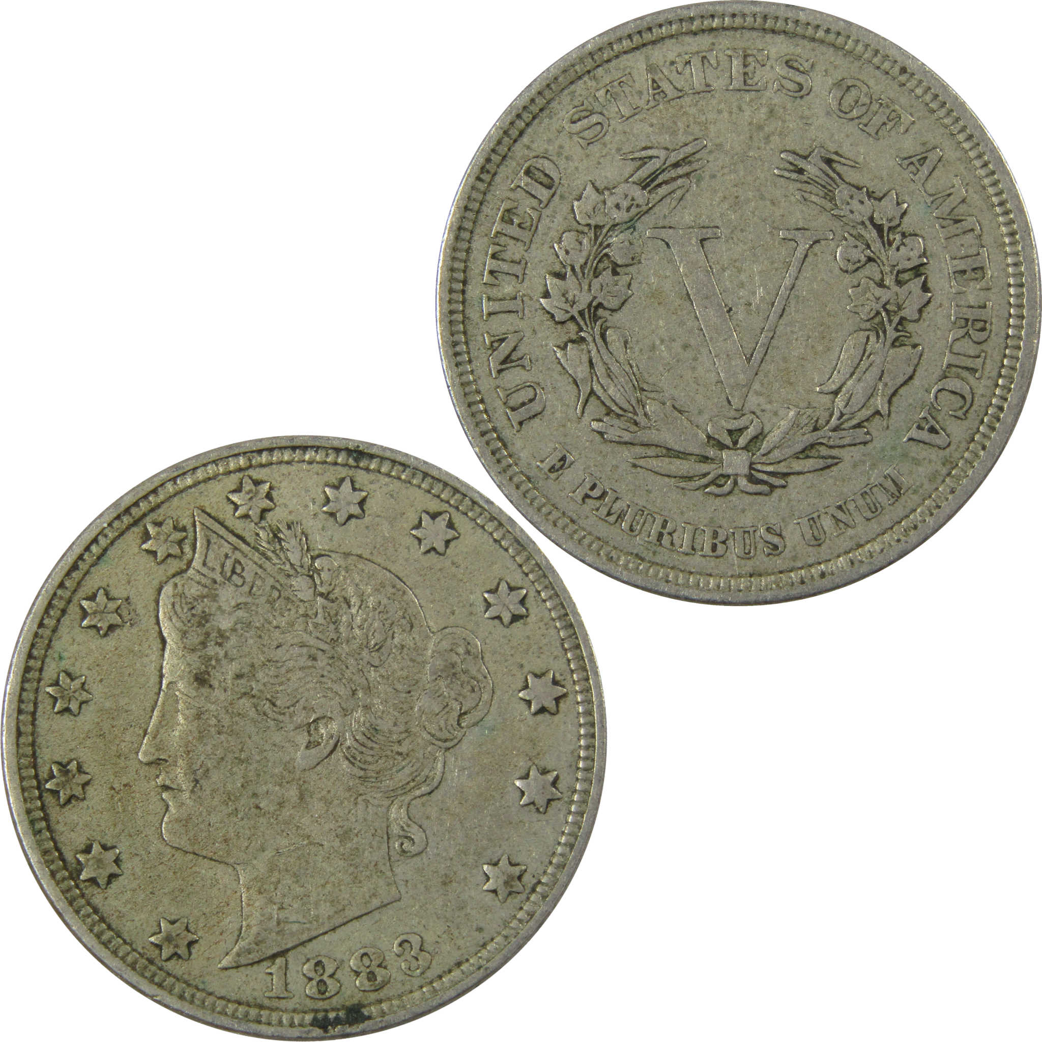 1883 With Cents Liberty Head V Nickel F Fine 5c Coin SKU:I27229