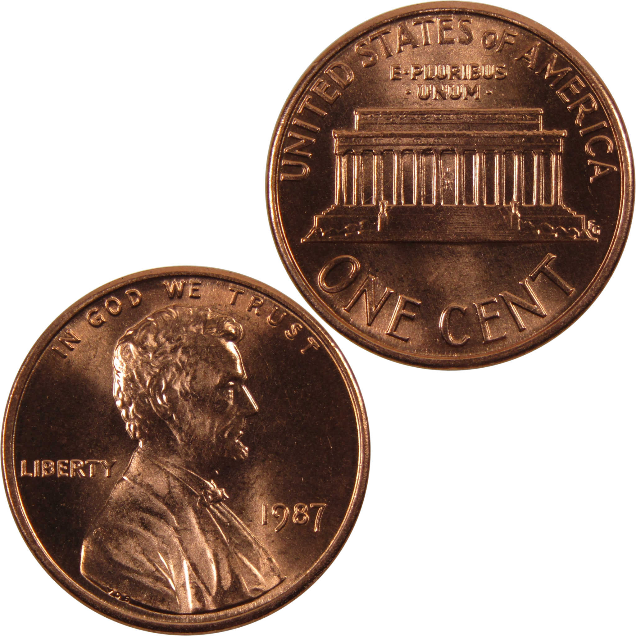 1987 Lincoln Memorial Cent BU Uncirculated Penny 1c Coin