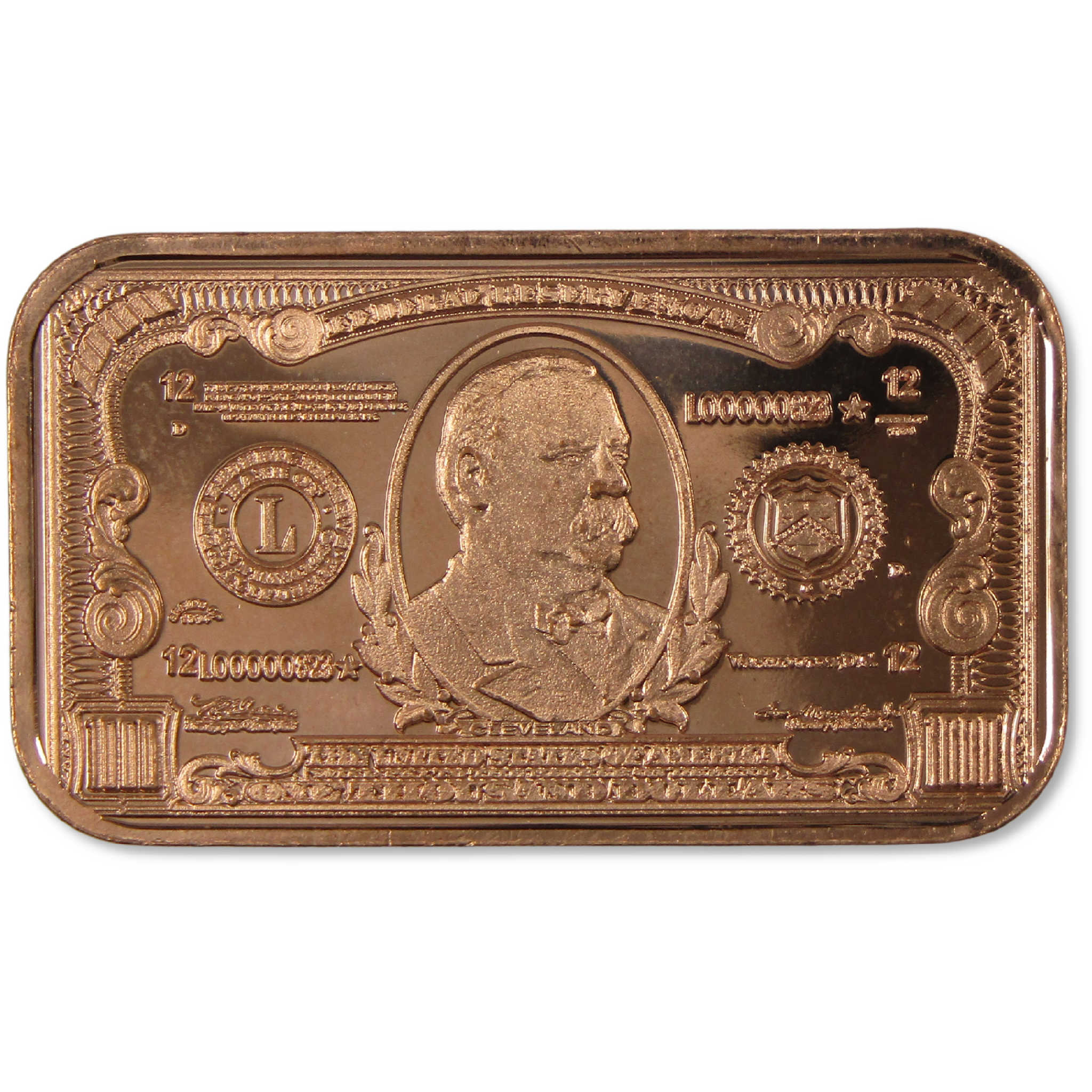 1934 $1000 Federal Reserve Note-Shaped 1 oz .999 Copper Ingot Bar