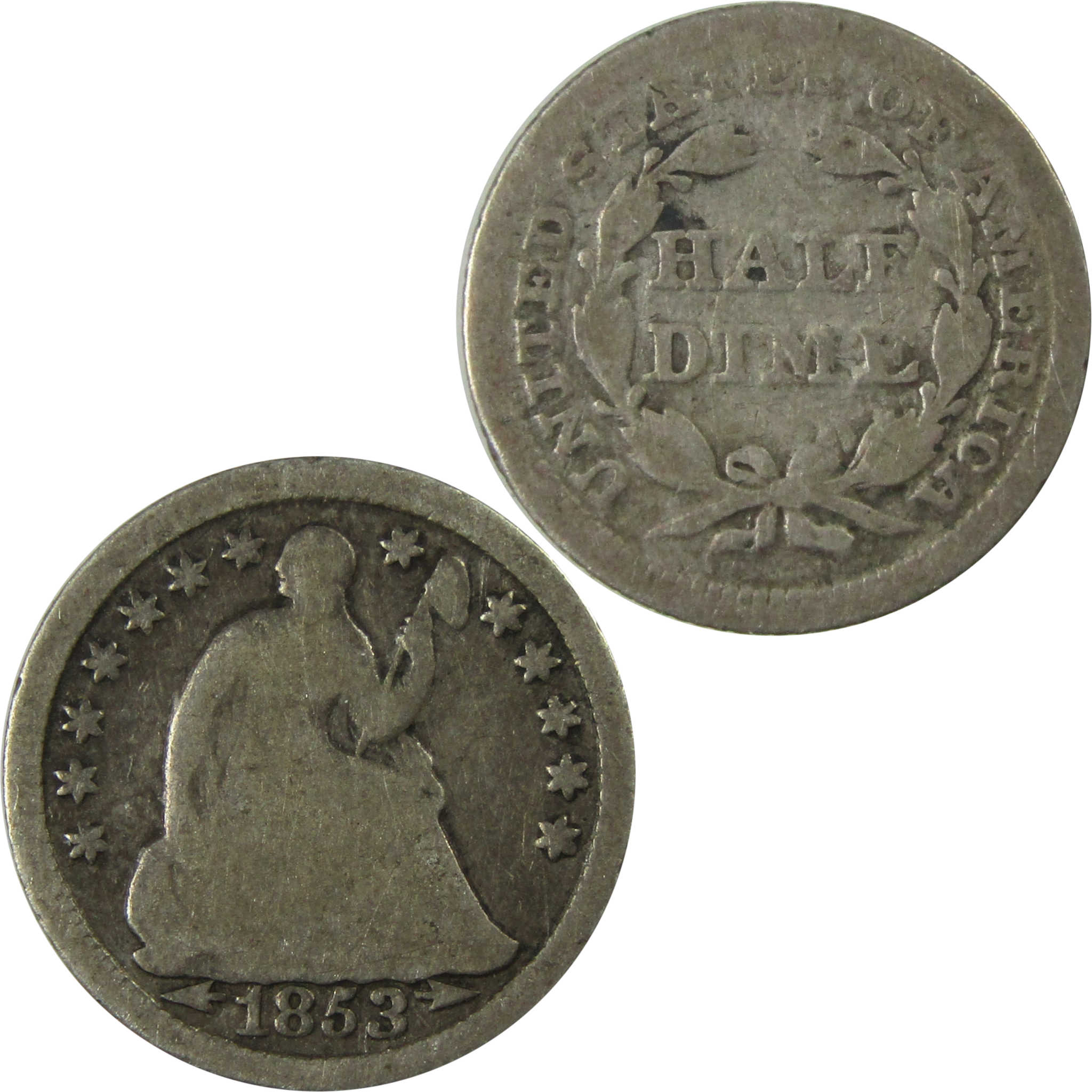 1853 Arrows Seated Liberty Silver Dime G Good 10c Coin SKU:I25925