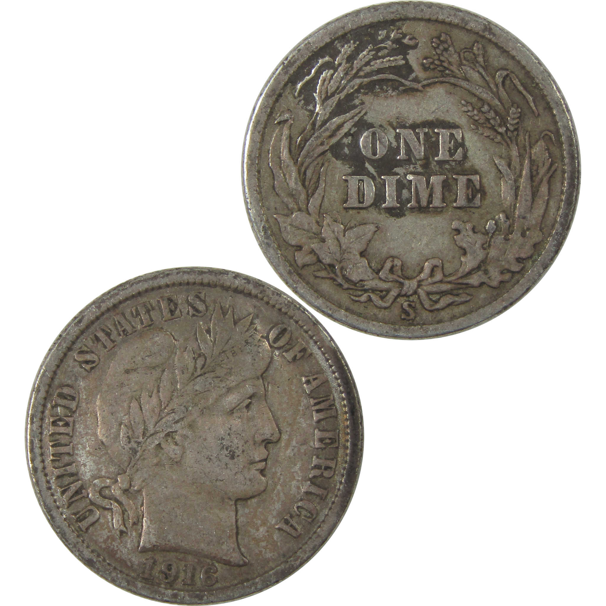 1916 S Barber Dime XF EF Extremely Fine Silver 10c Coin SKU:I21115