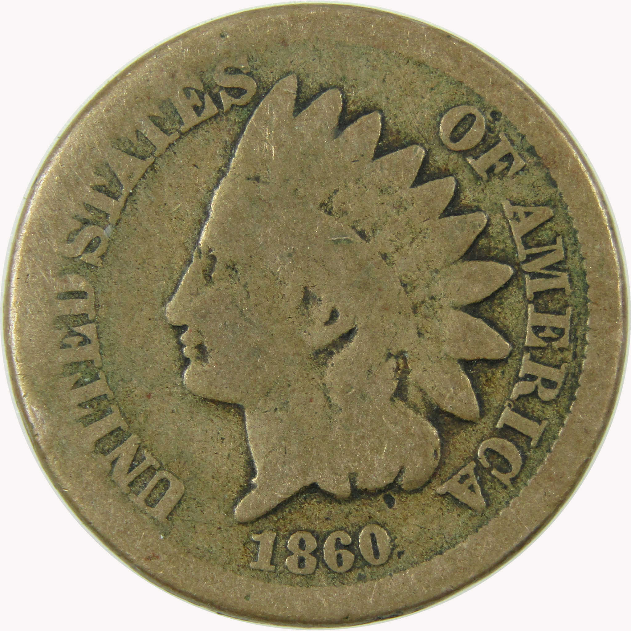 1860 Indian Head Cent AG About Good Penny 1c Coin SKU:CP1063