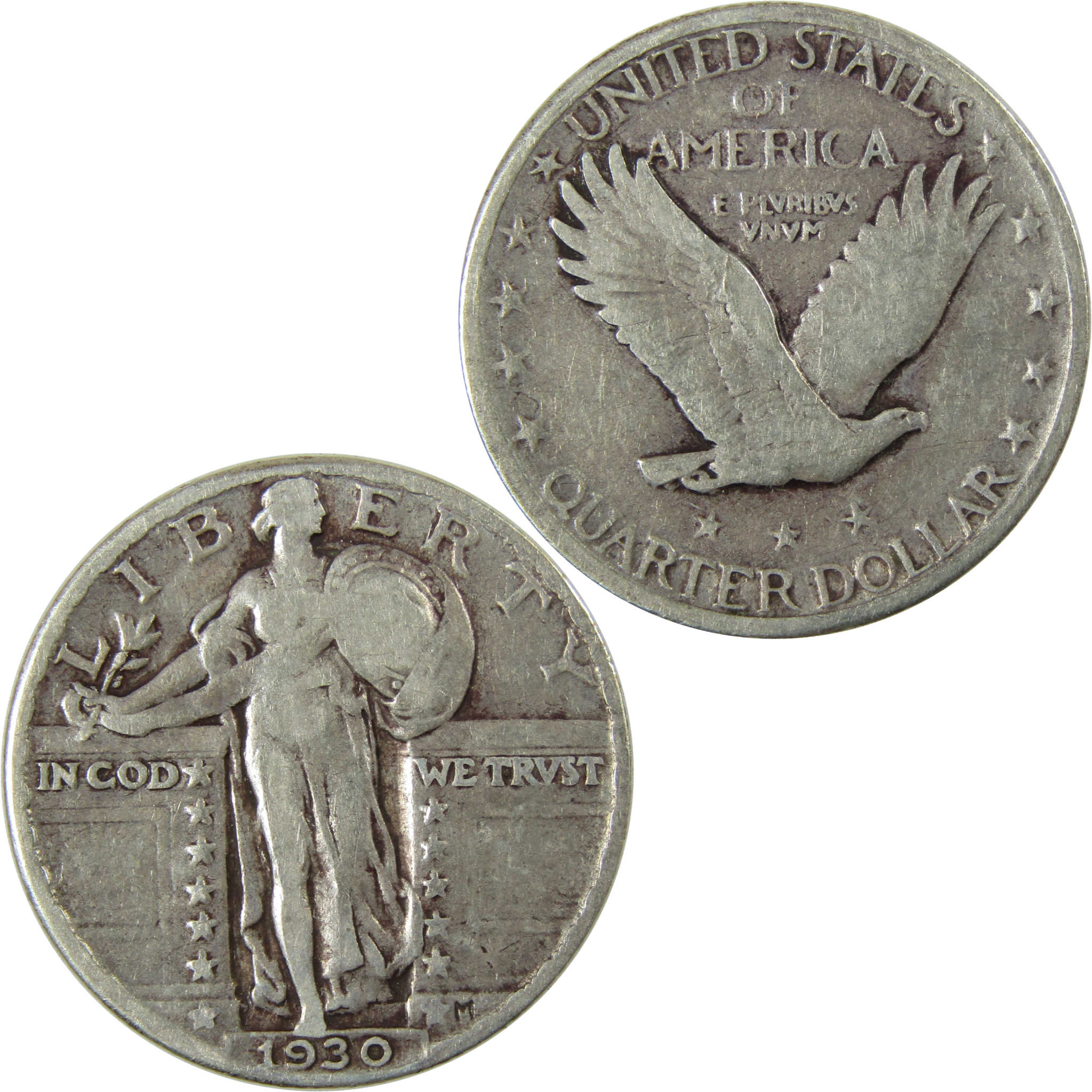 1930 Standing Liberty Silver Quarter F Fine 25c Coin SKU:CP1581