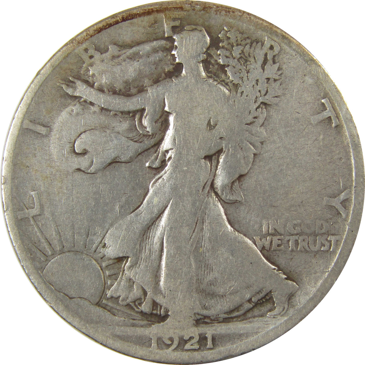 1921 D Liberty Walking Silver 50c VG Very Good Details SKU:I22776