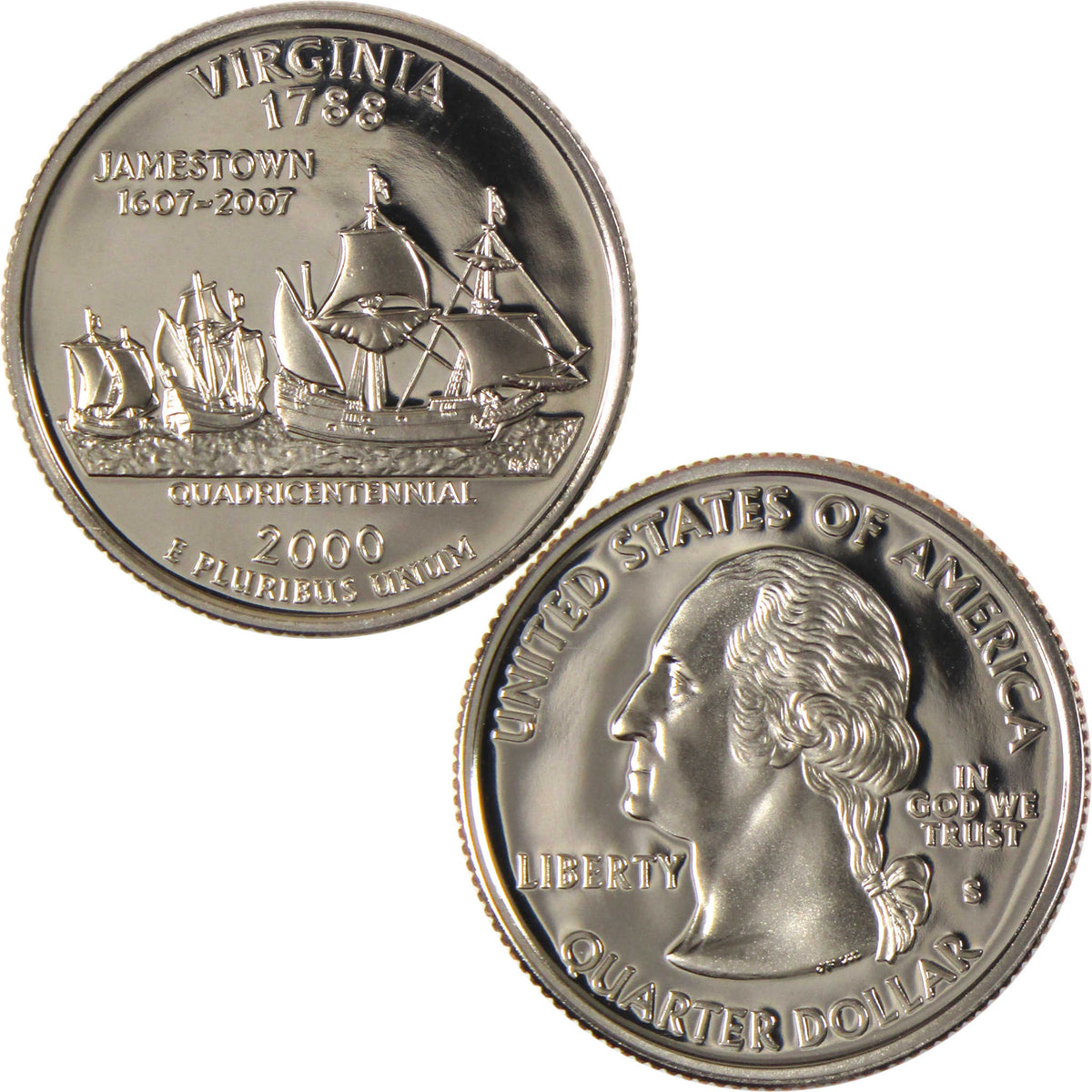2000 S Virginia State Quarter Clad Proof 25c Coin Collectible