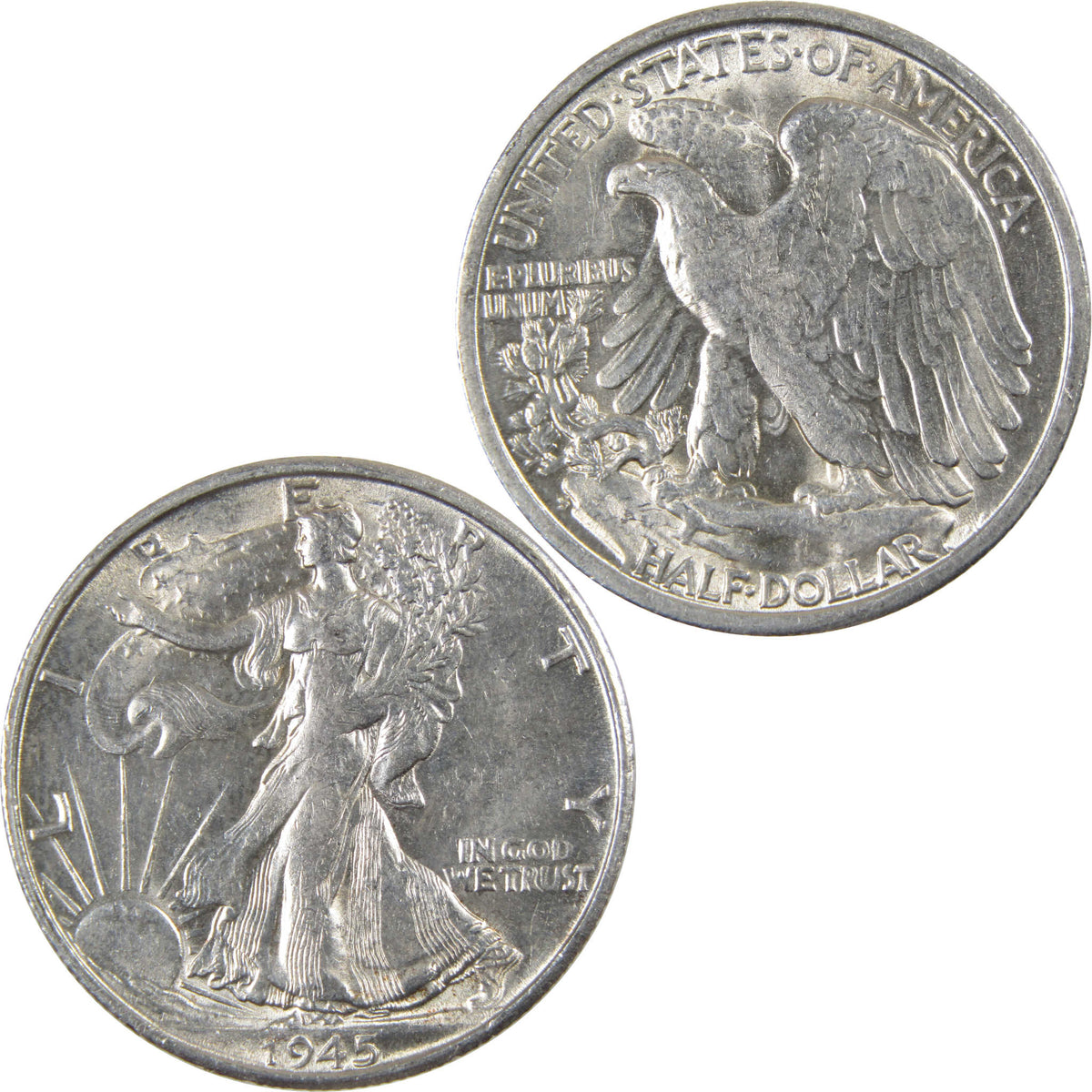 1945 S Liberty Walking Silver 50c Borderline Uncirculated SKU:I28671