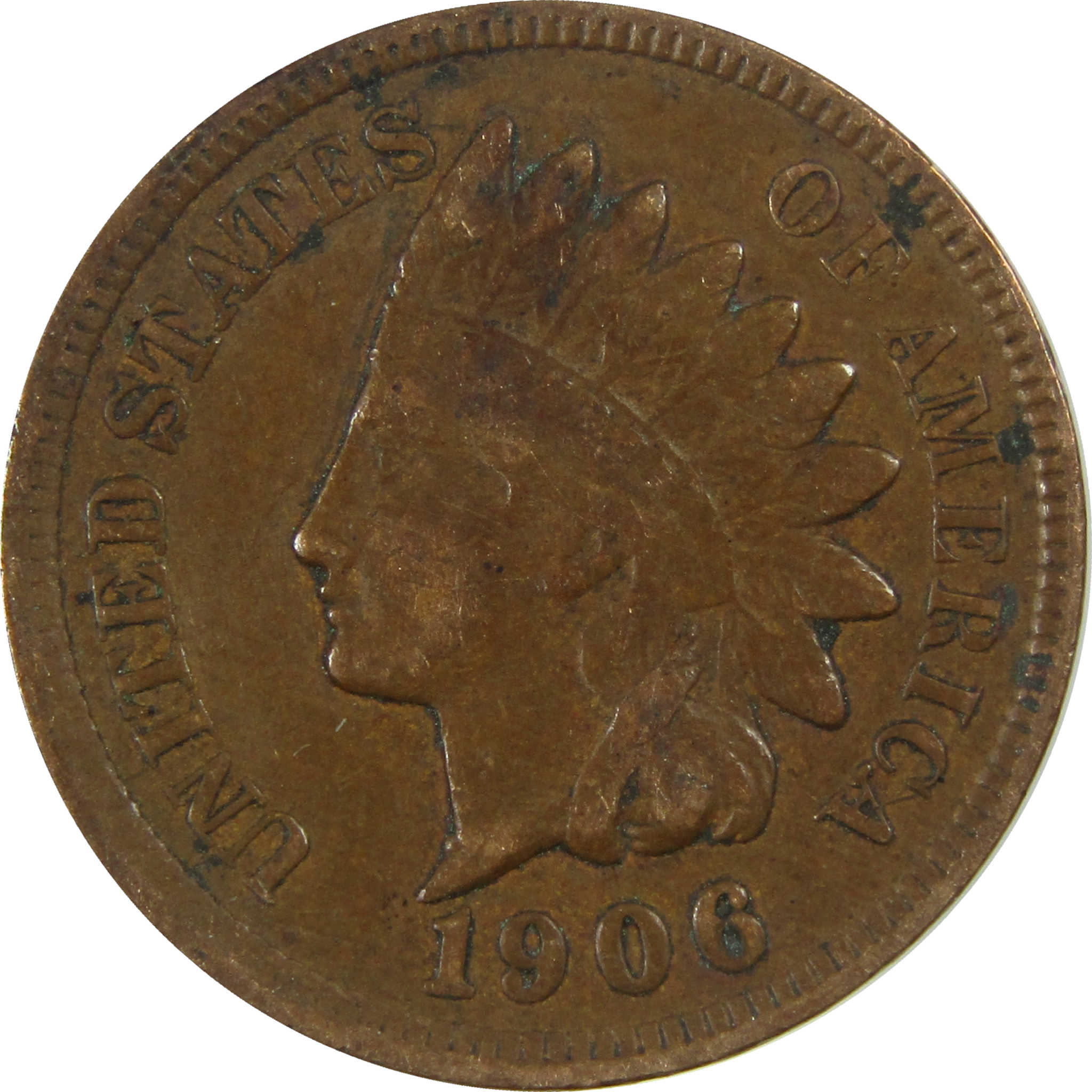 1906 Indian Head Cent VF Very Fine Penny 1c Coin SKU:I27024