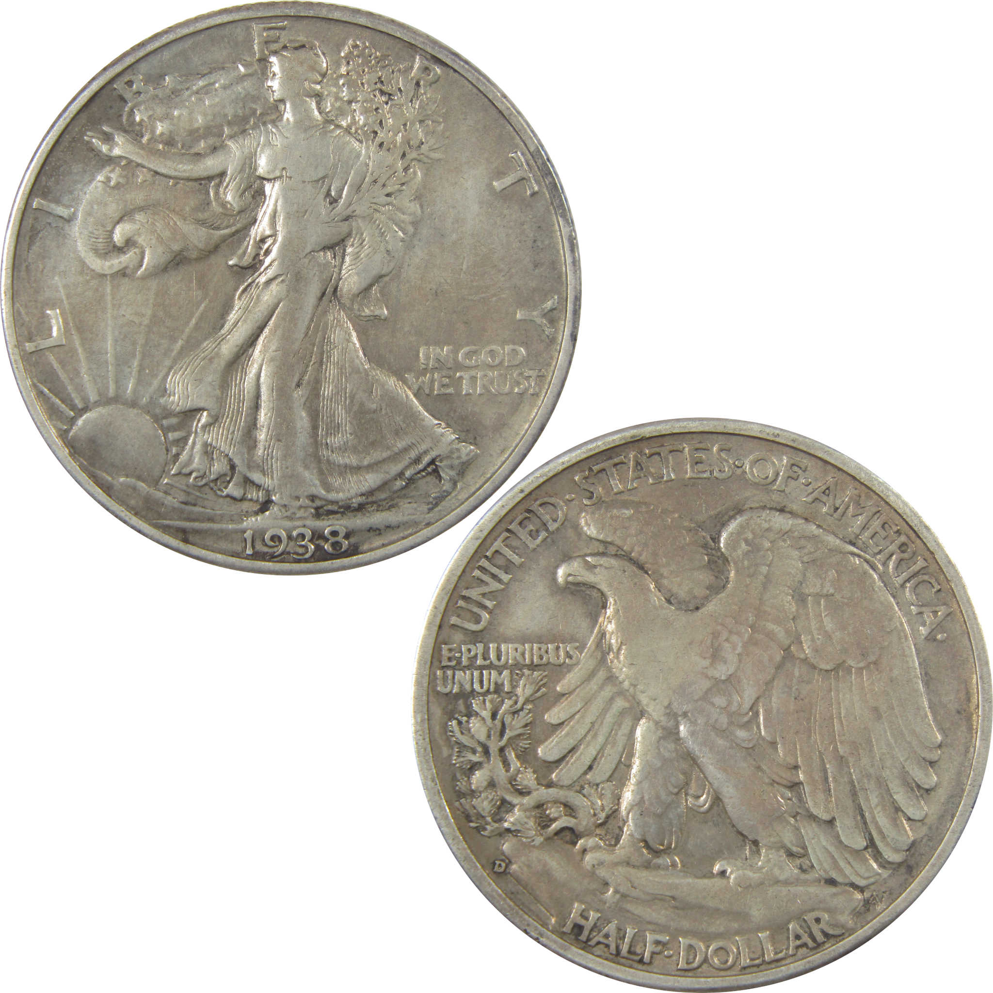 1938 D Liberty Walking Silver 50c VF Very Fine Details SKU:I24111