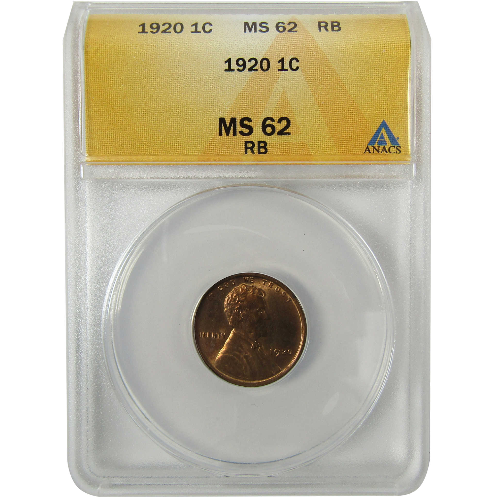 1920 Lincoln Wheat Cent MS 62 RB ANACS Uncirculated Penny SKU:I28457