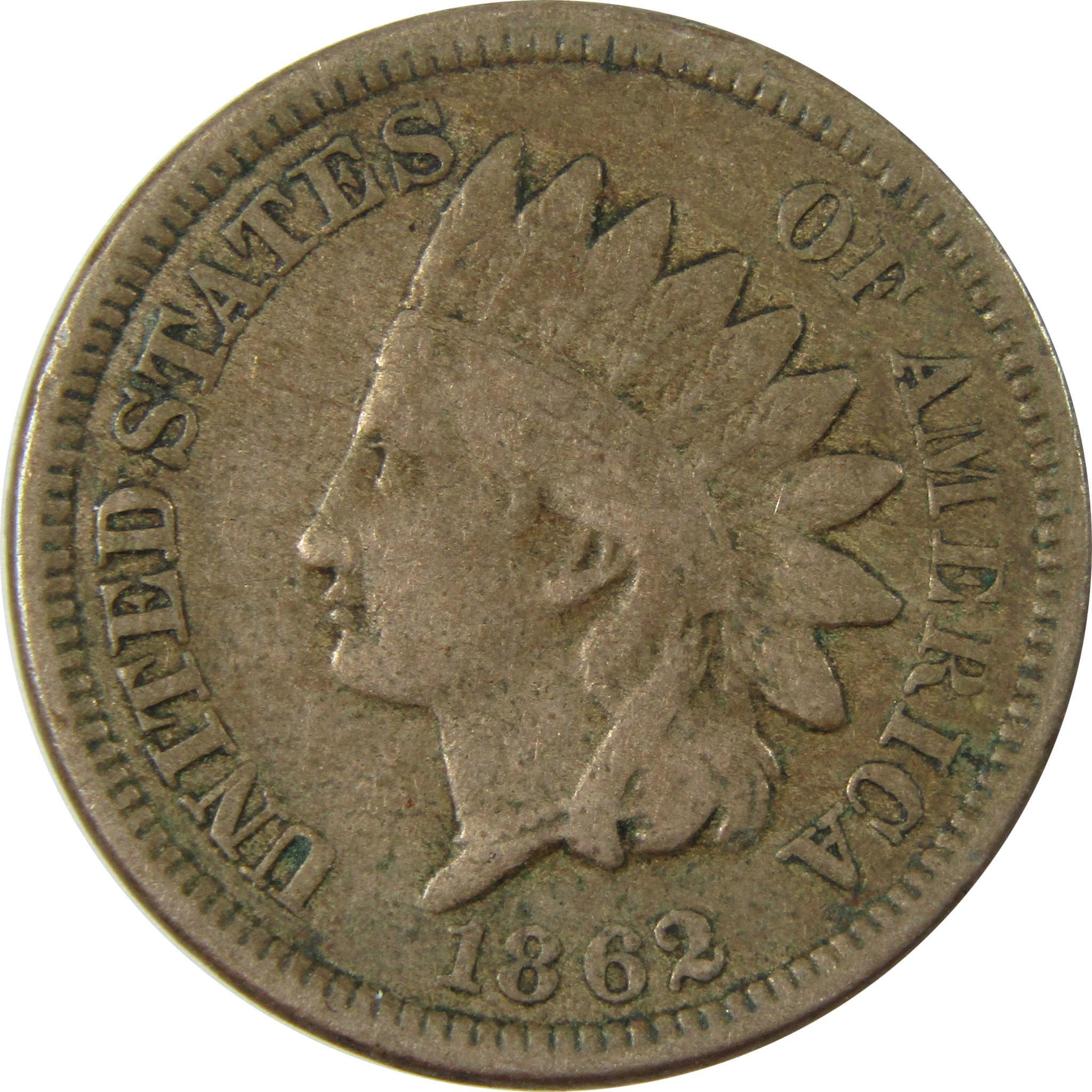 1862 Indian Head Cent VG Very Good Penny 1c Coin SKU:CP1230