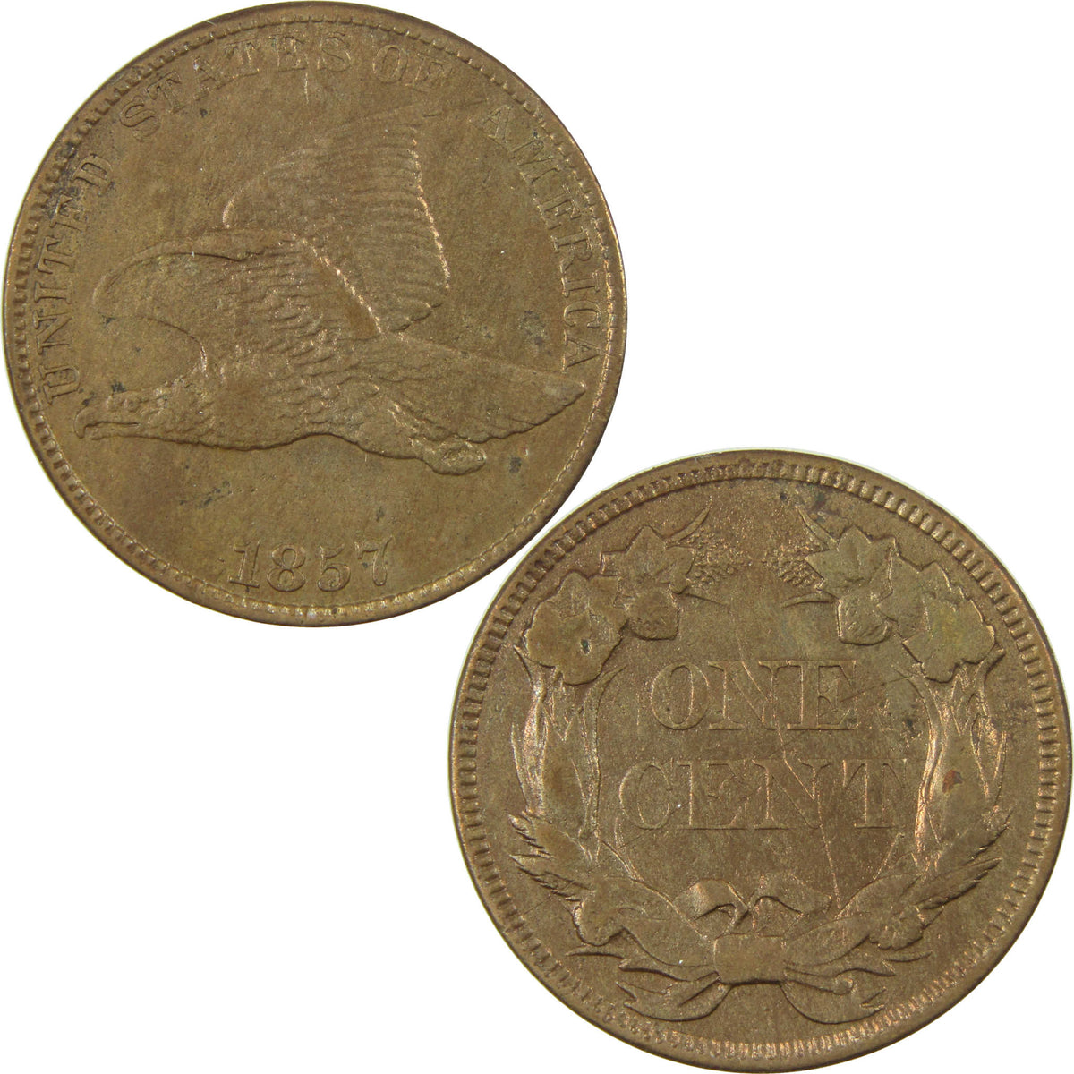 1857 Flying Eagle Cent XF EF Extremely Fine Details 1c Coin SKU:CP1808