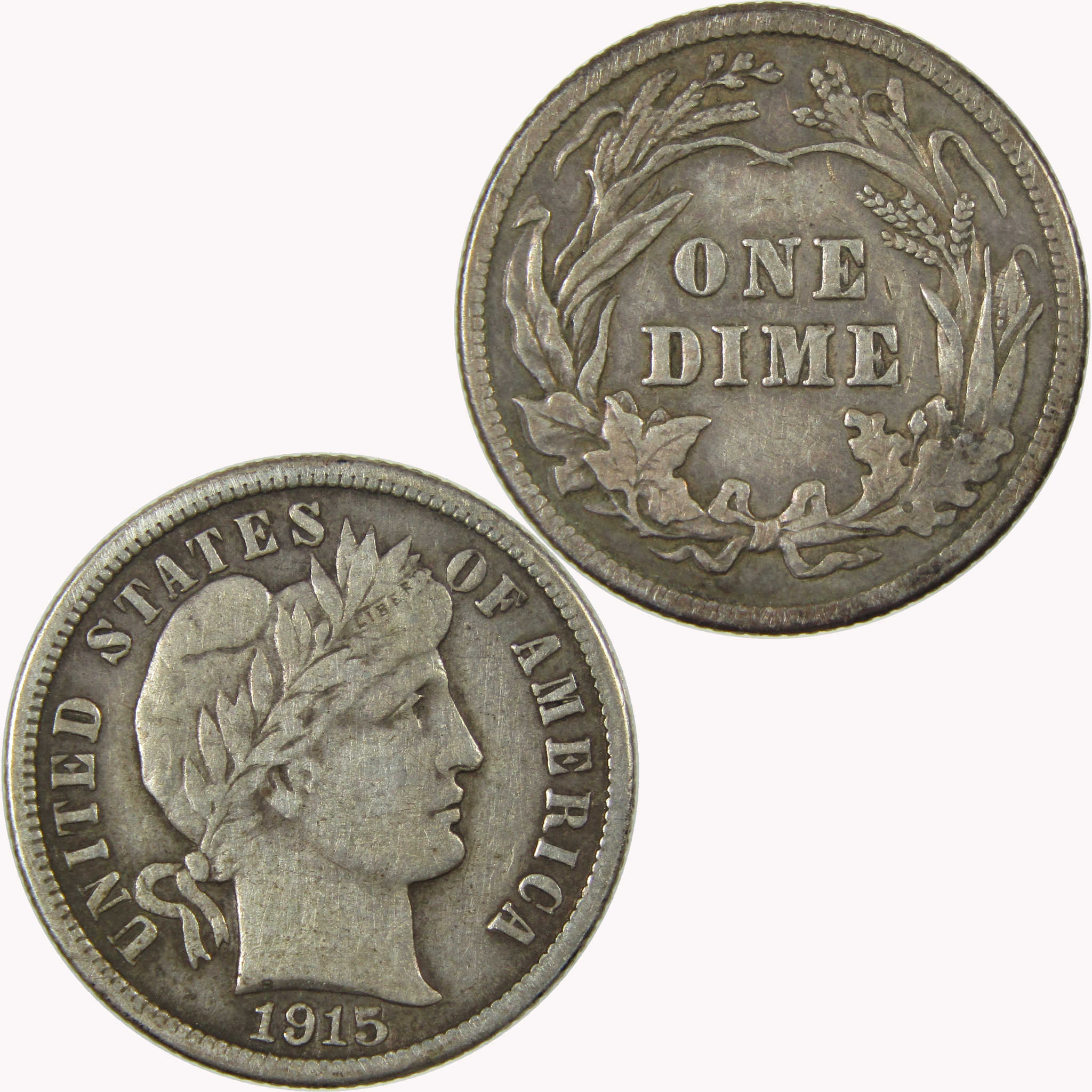 1915 Barber Silver Dime VF Very Fine 10c Coin Collectible