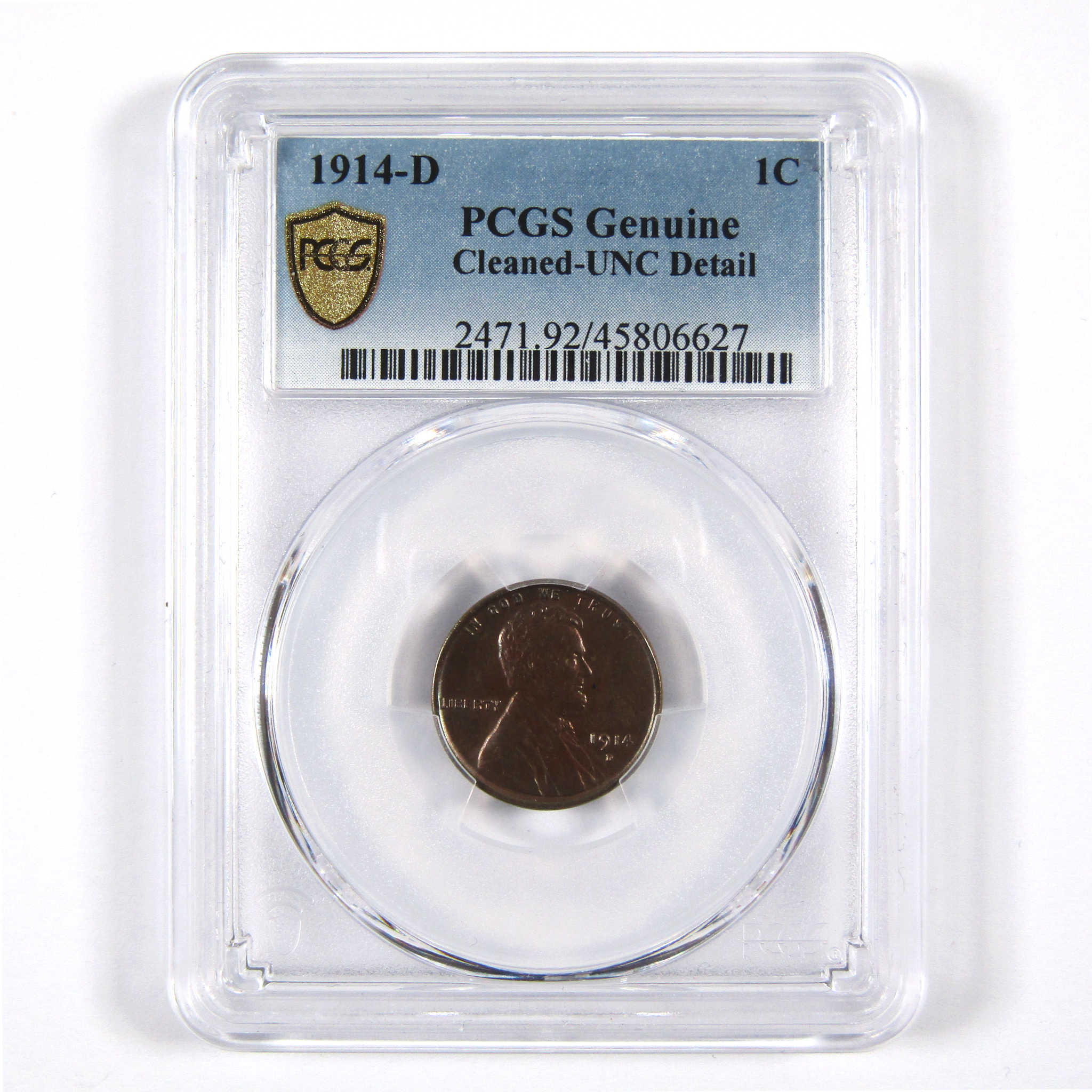 1914 D Lincoln Wheat Cent Uncirculated Details PCGS 1c SKU:I8697