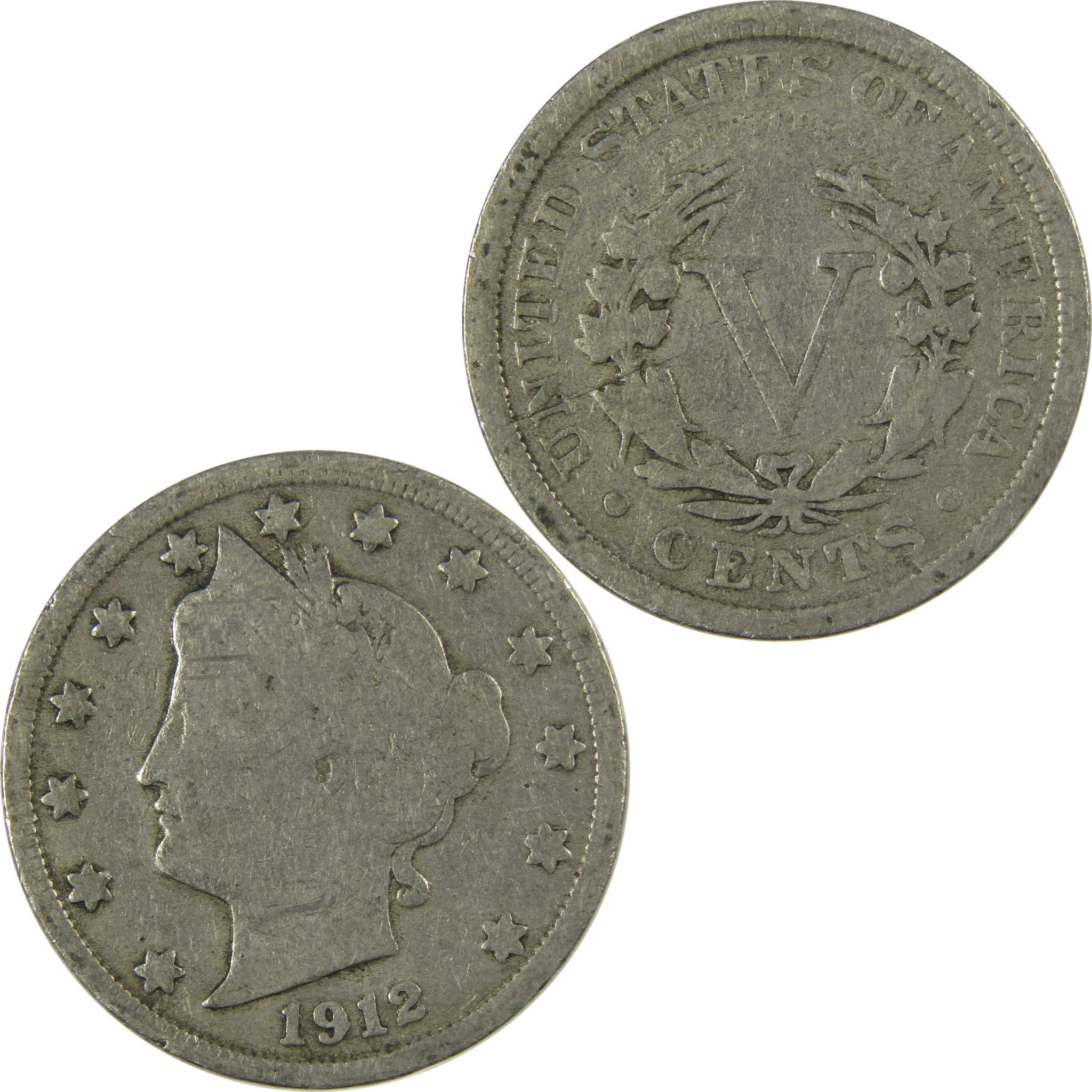 1912 Liberty Head V Nickel G Good 5c Coin Collectible SKU:I26925