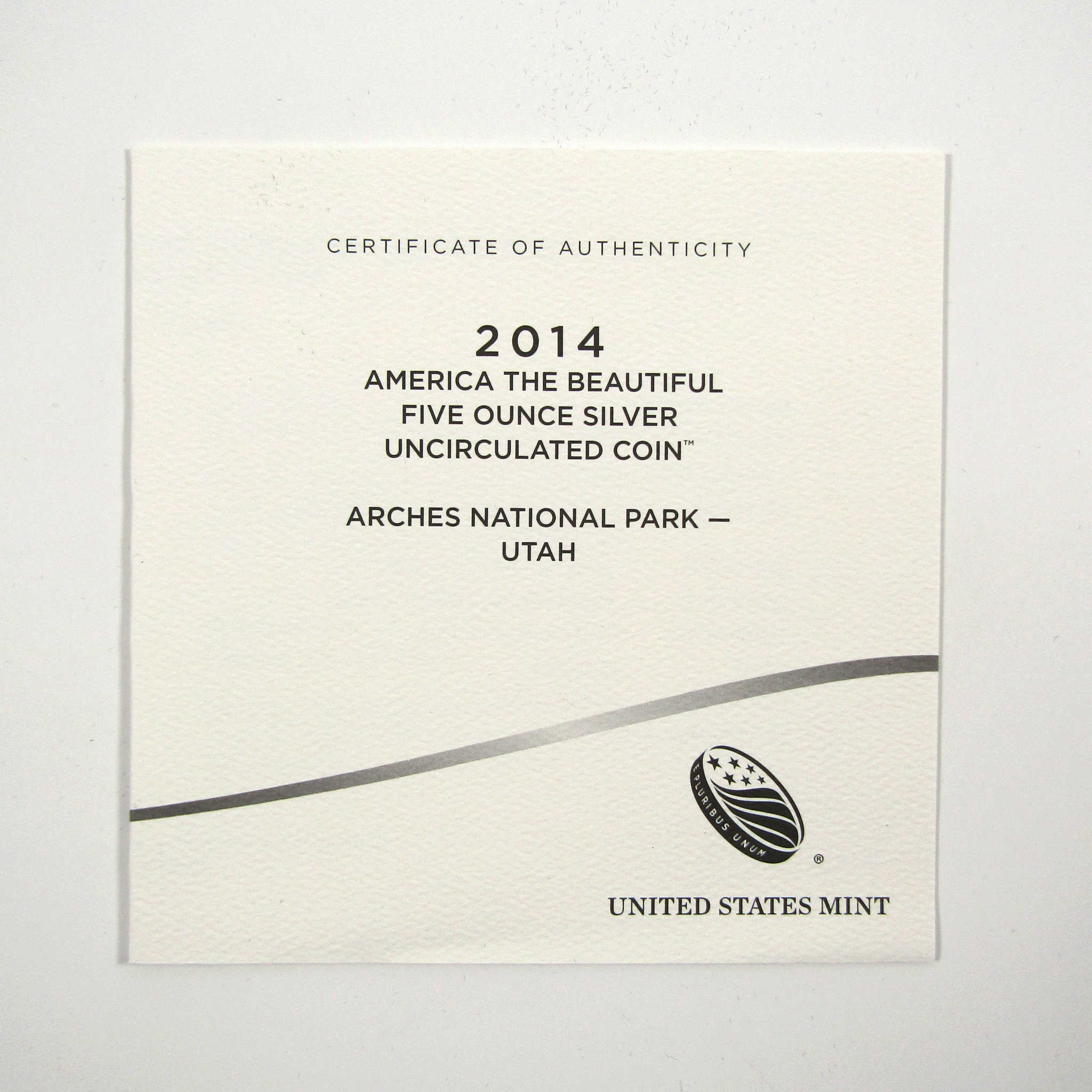 2014 P Arches National Park 5 oz Silver Bullion OGP COA SKU:CPC2578