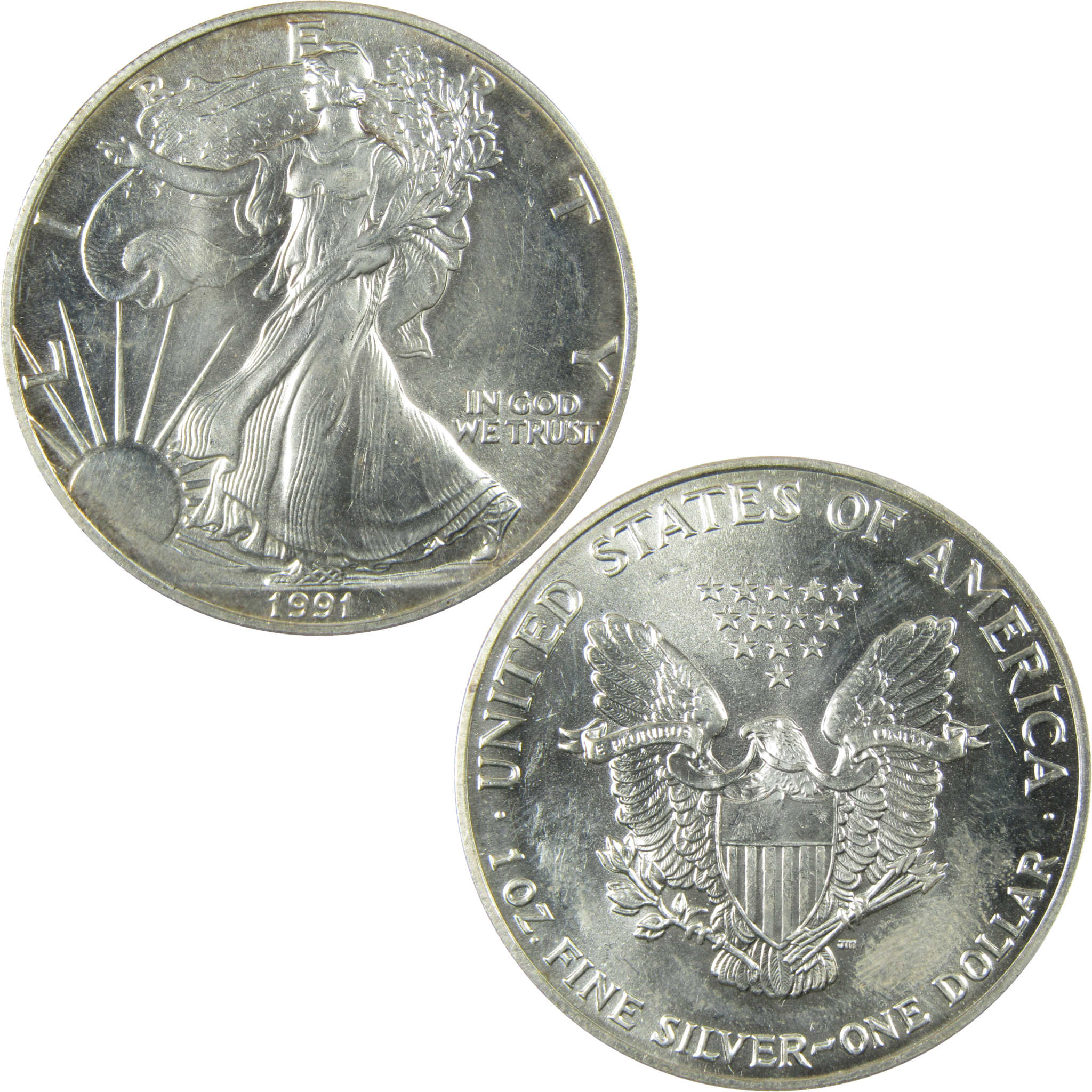 1991 American Silver Eagle Uncirculated Mint State $1 Coin SKU:CP1527