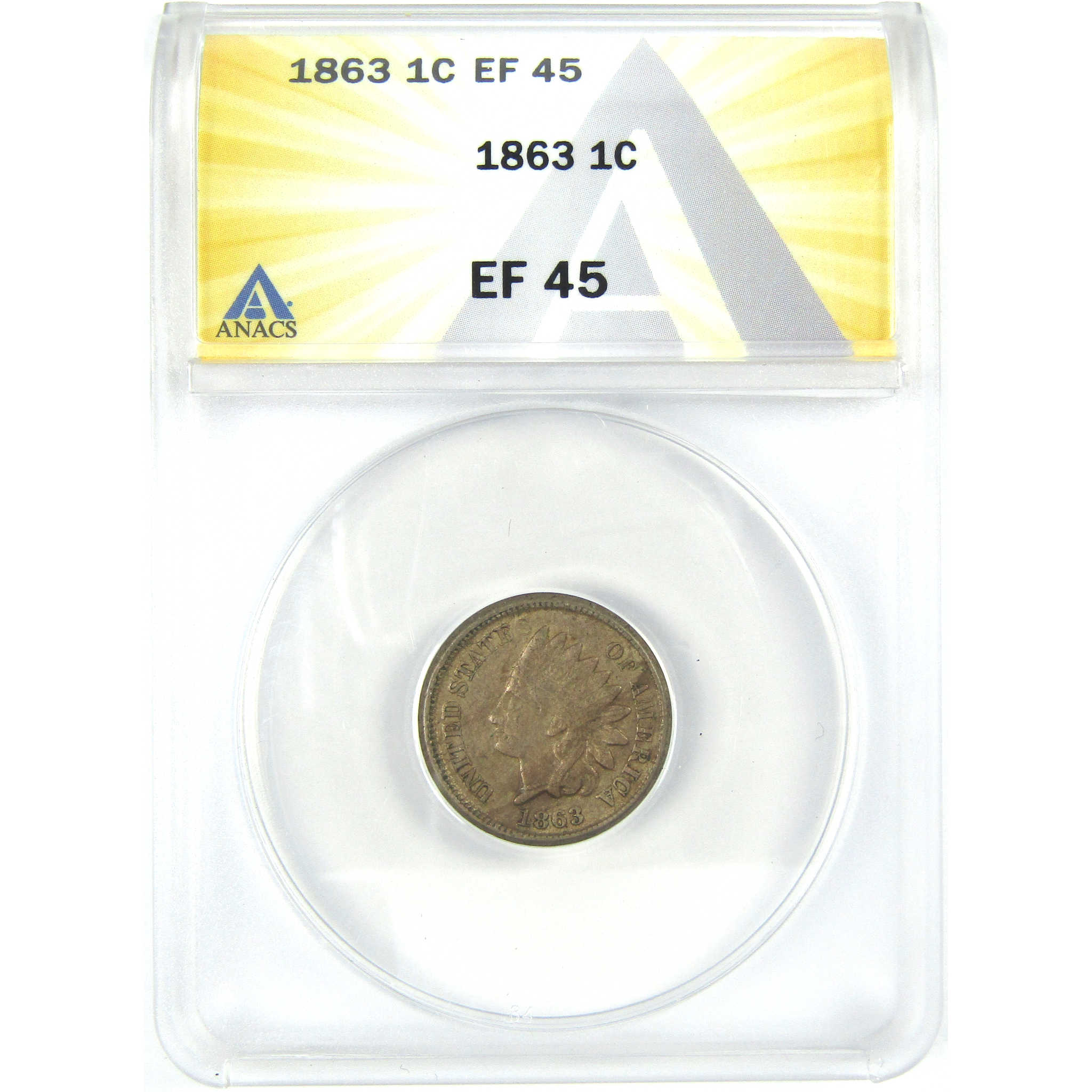 1863 Indian Head Cent EF 45 ANACS Copper-Nickel Penny 1c SKU:I16262