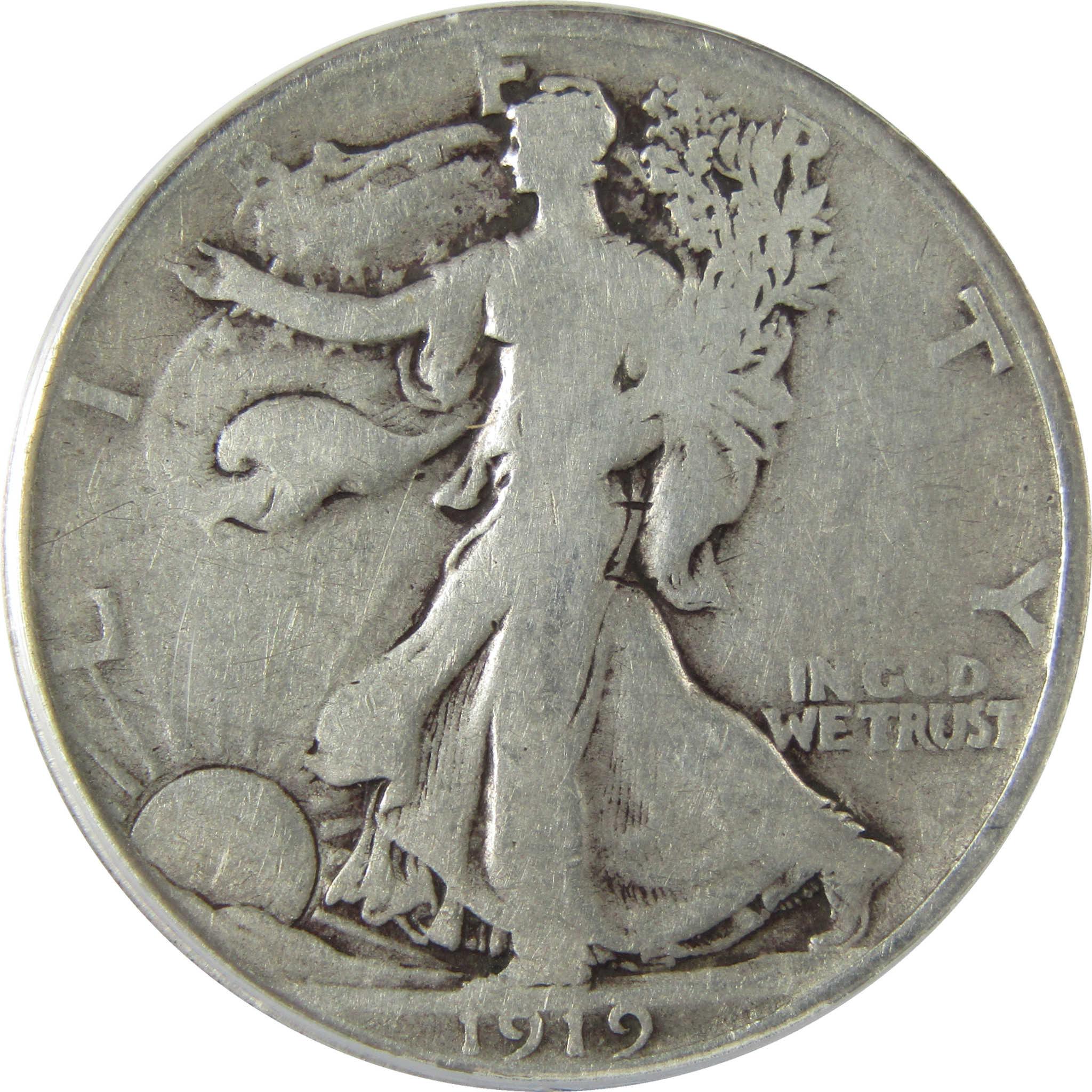 1919 D Liberty Walking Silver 50c VG 8 Details ANACS SKU:I27988