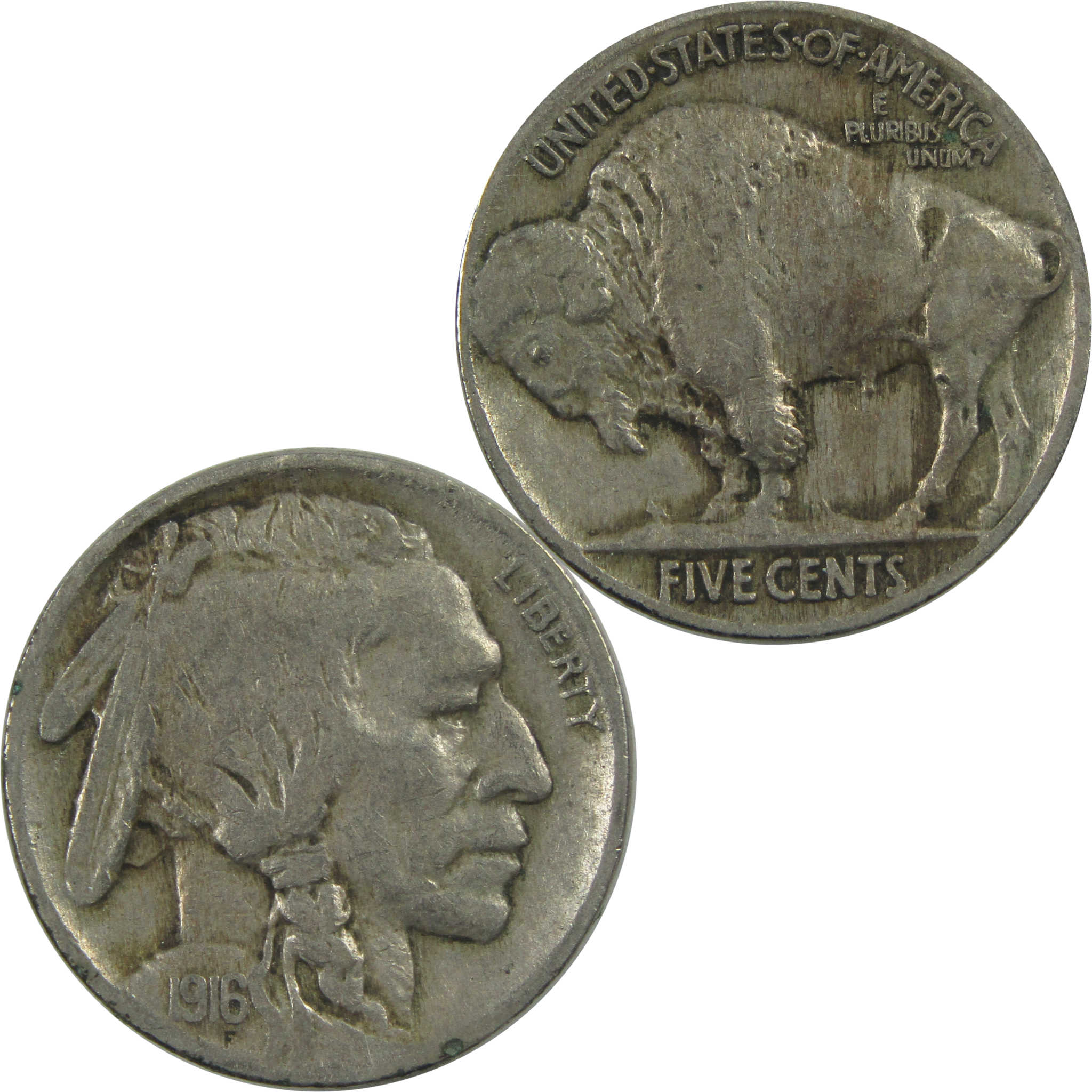 1916 Indian Head Buffalo Nickel F Fine 5c Coin SKU:I15499