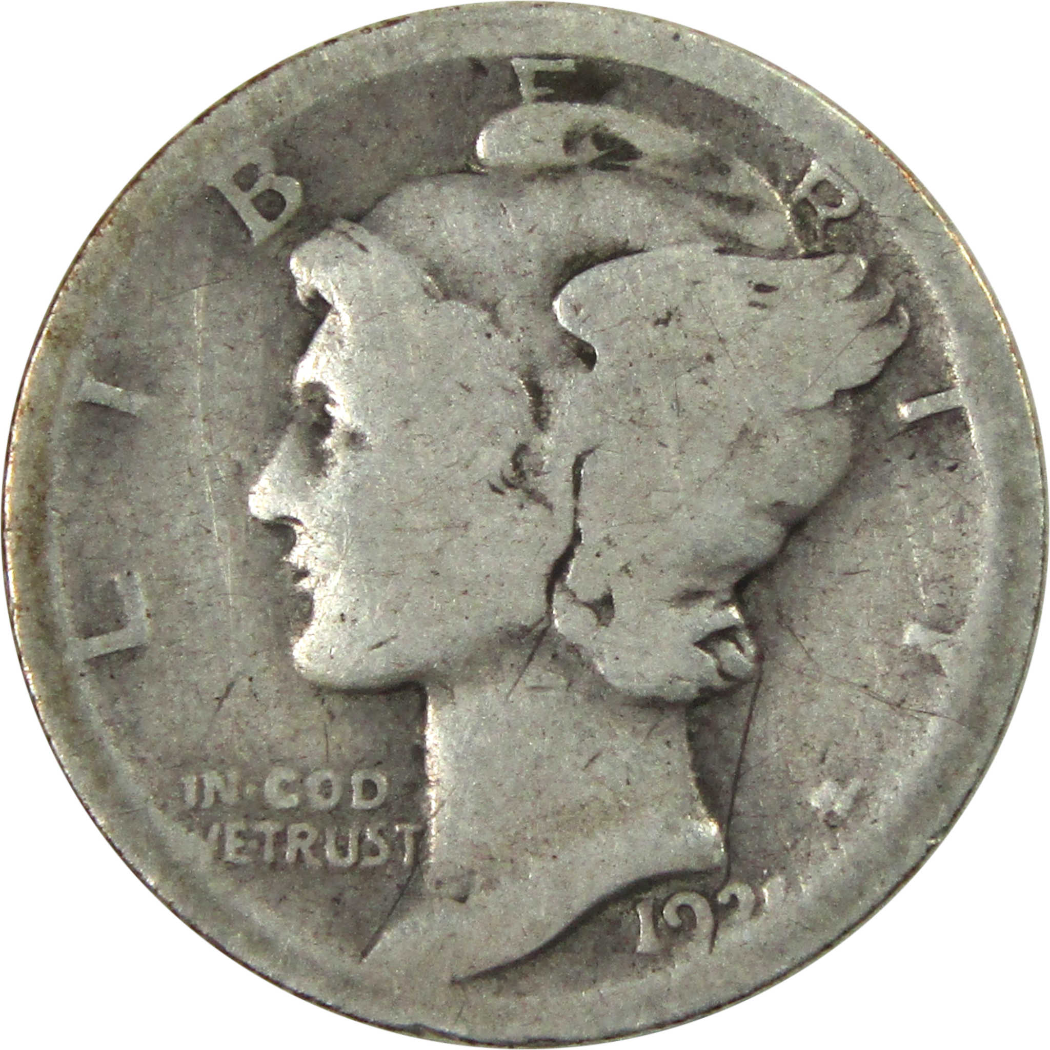 1921 Mercury Dime AG About Good Silver 10c Coin SKU:I13877