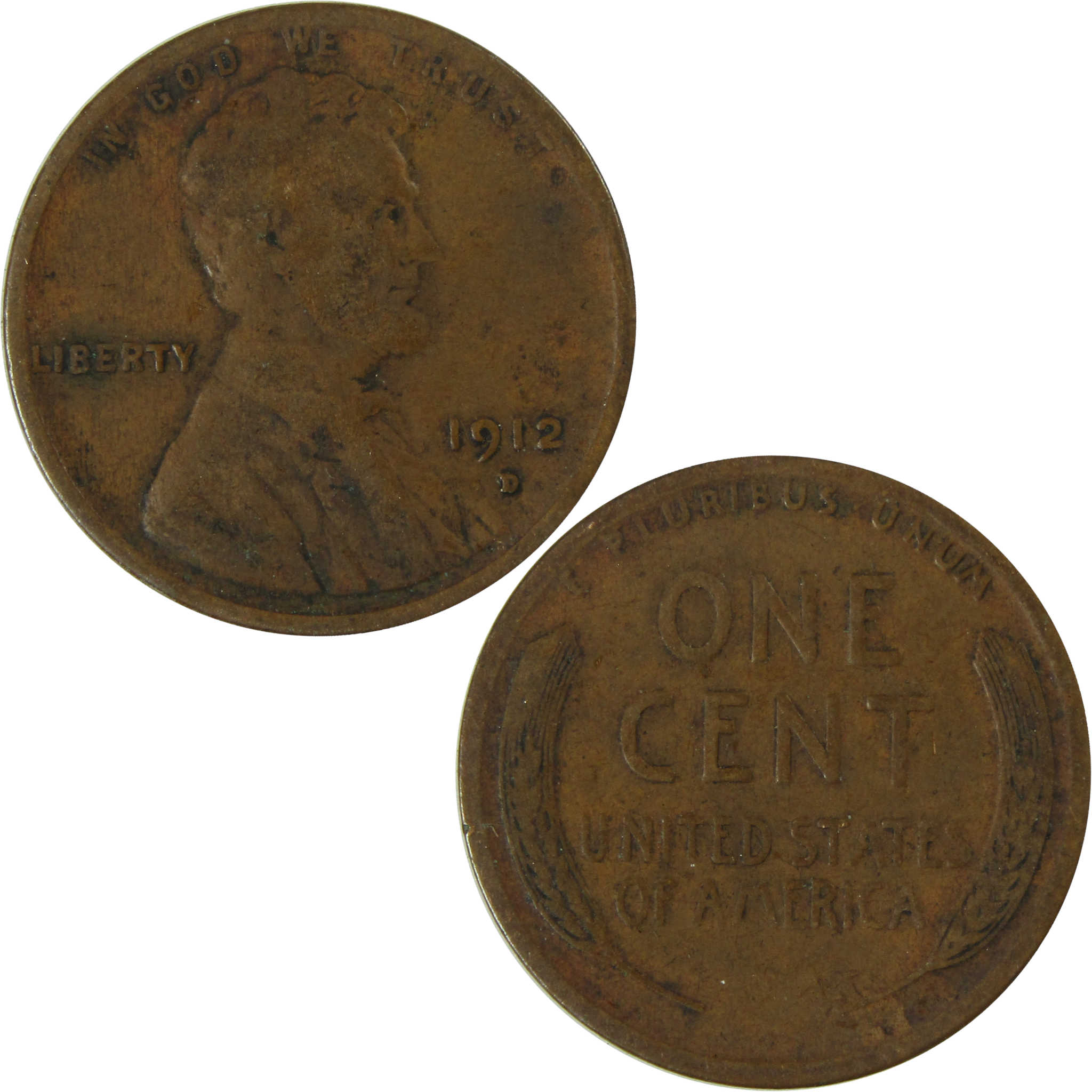 1912 D Lincoln Wheat Cent VG Very Good Penny 1c Coin SKU:I26739