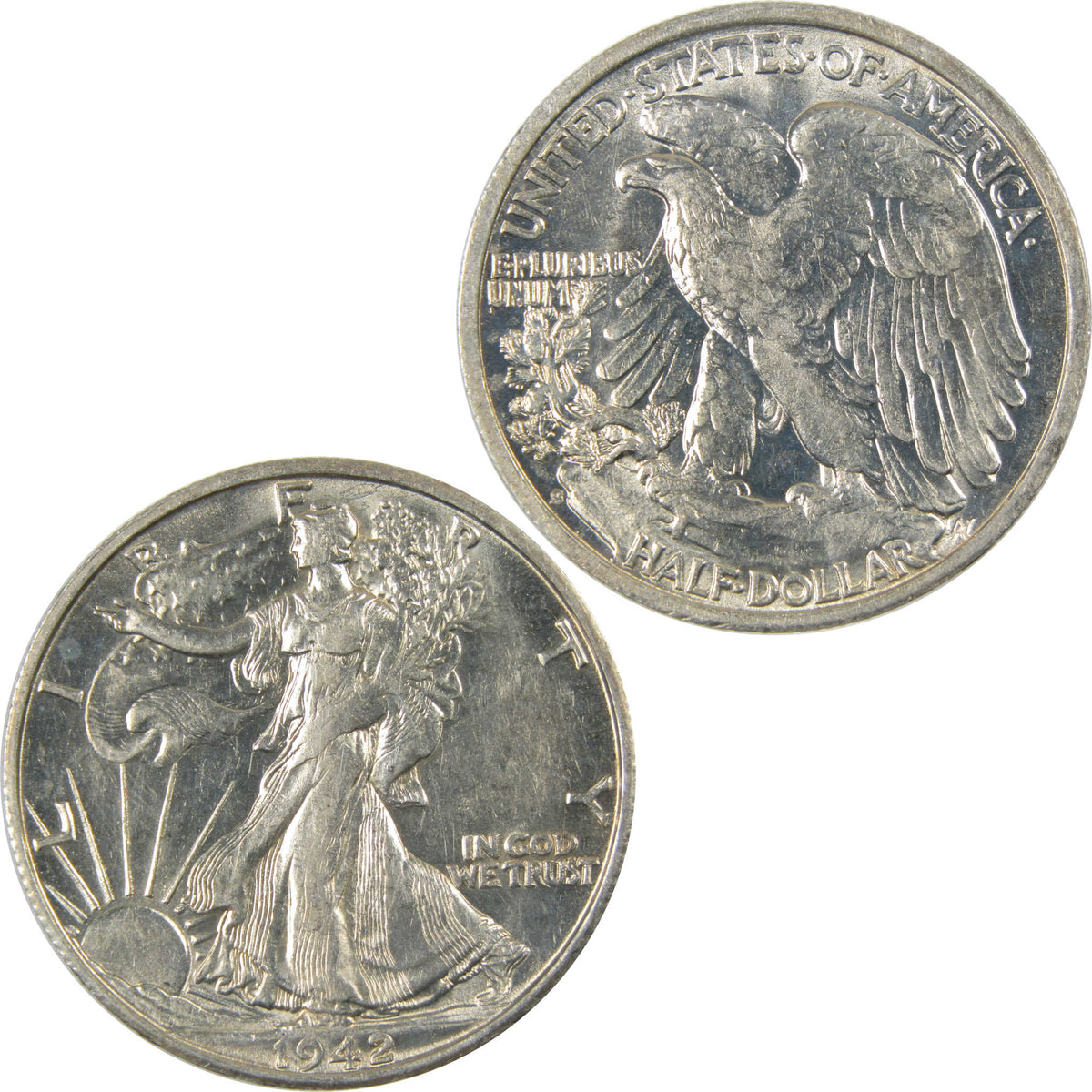 1942 S Liberty Walking Silver 50c Borderline Uncirculated SKU:I28658