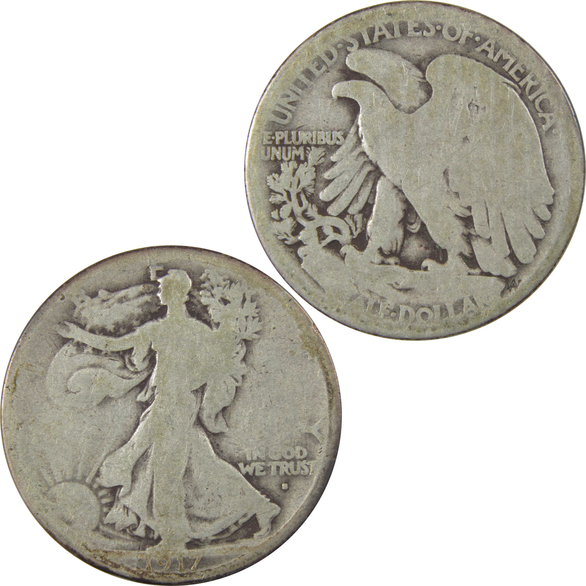 1917 S Obverse Liberty Walking Silver 50c AG About Good SKU:I24143