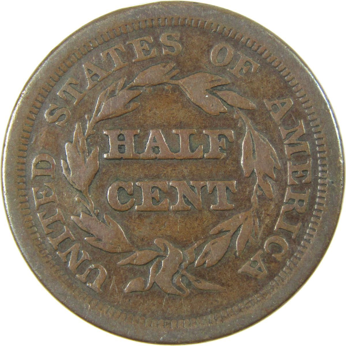 1856 Braided Hair Copper Half Cent VG Very Good 1/2c Coin Collectible