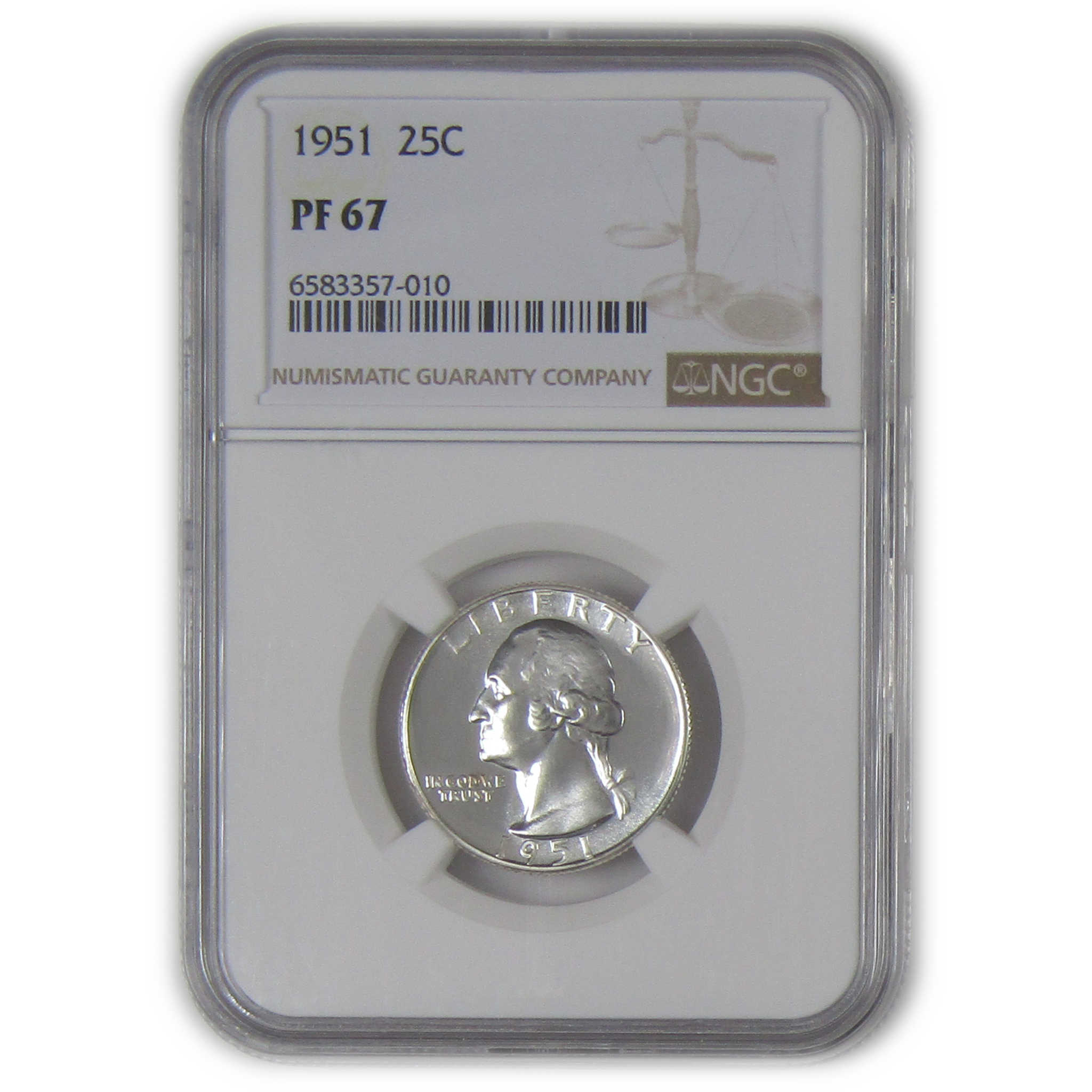 1951 Washington Quarter PF 67 NGC Silver Proof 25c Coin SKU:I23561