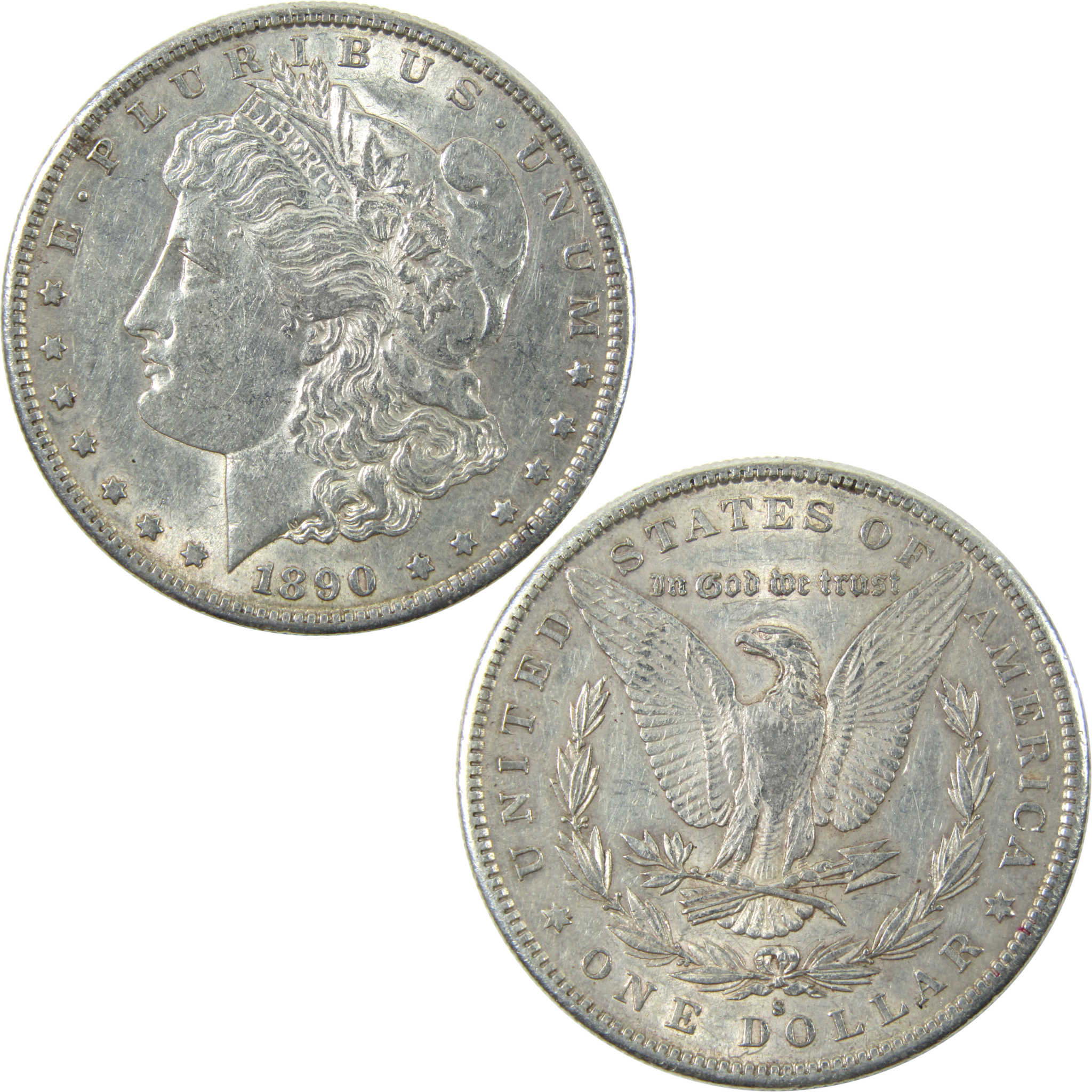 1890 S Morgan Dollar AU About Uncirculated Silver $1 Coin SKU:I14191 - Morgan coin - Morgan silver dollar - Morgan silver dollar for sale - Profile Coins &amp; Collectibles