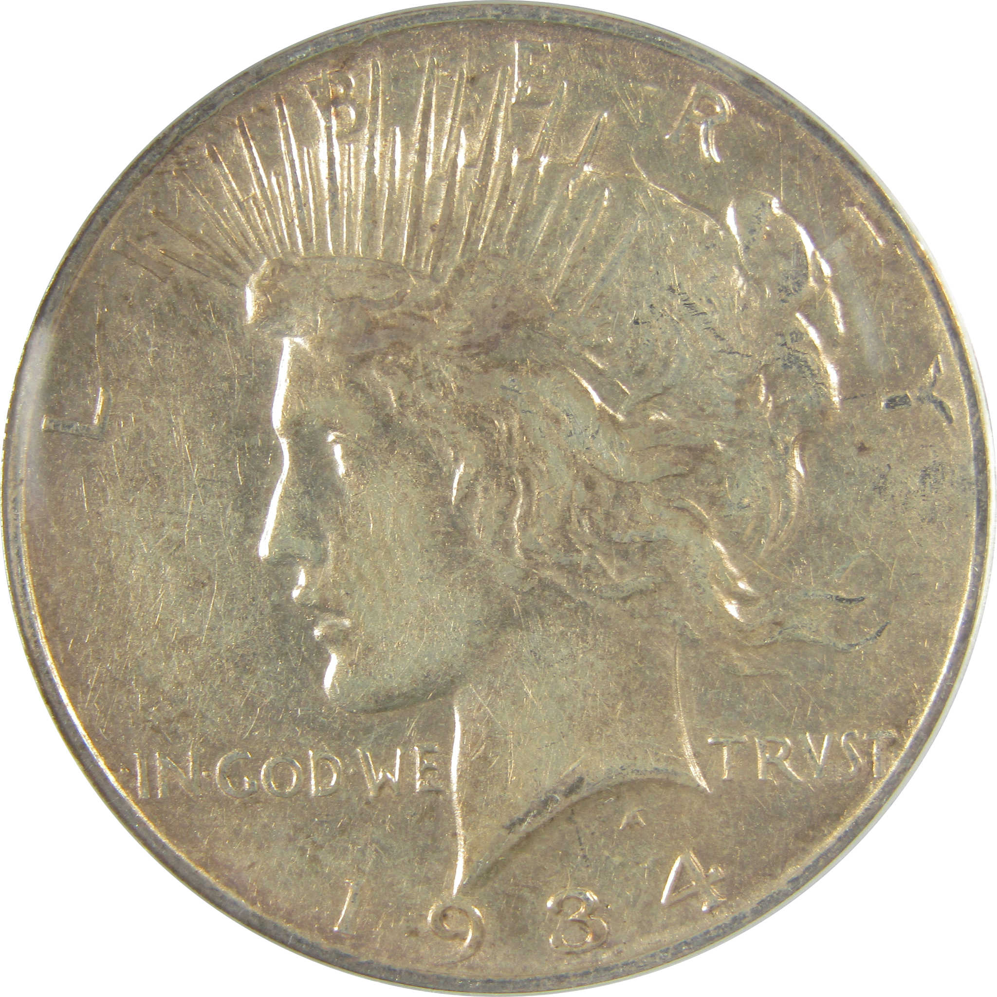 1934 D Peace Dollar EF 40 Details ANACS Silver $1 Coin SKU:I21561
