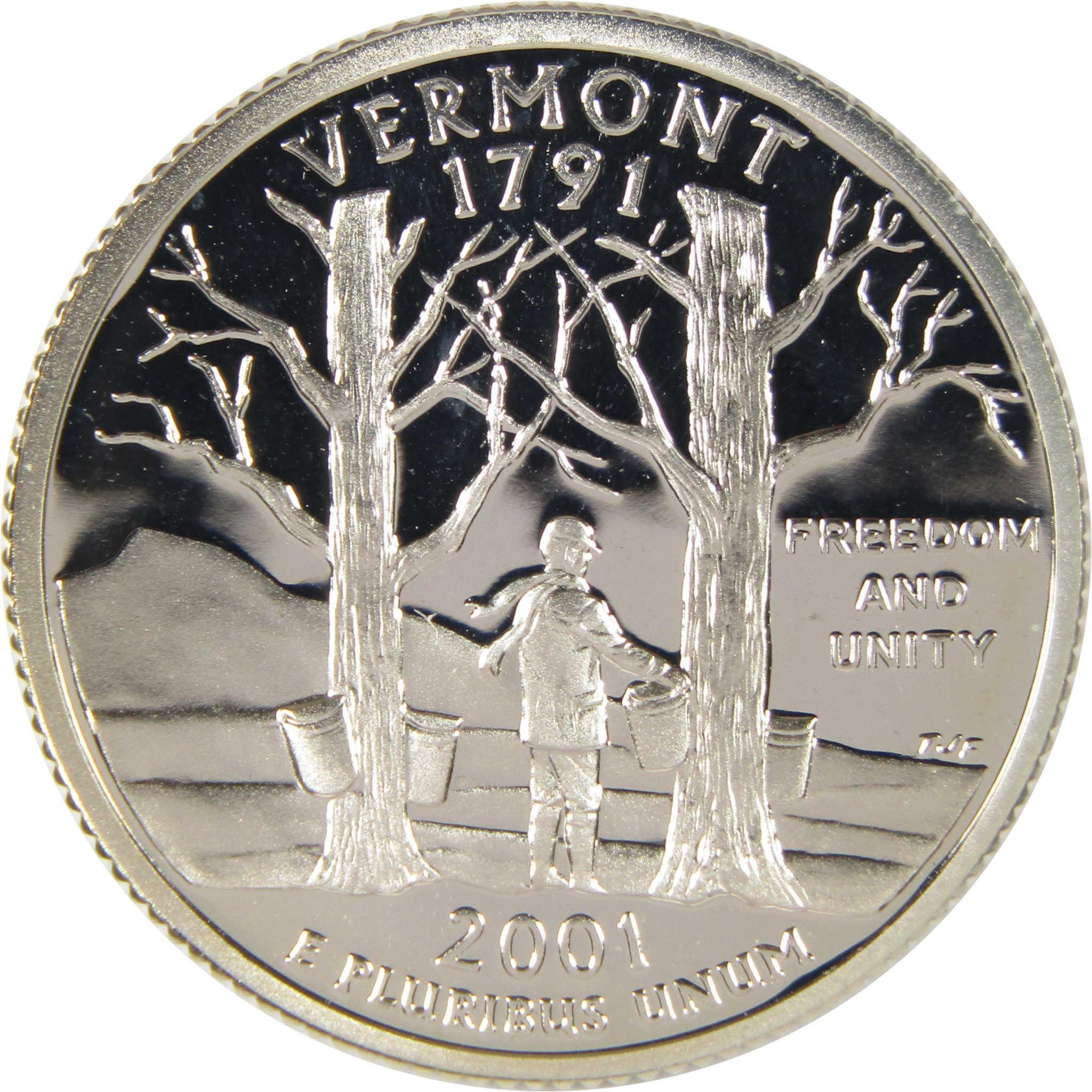 Vt State Coin 2001 S Vermont State Quarter Silver Proof 25c Coin