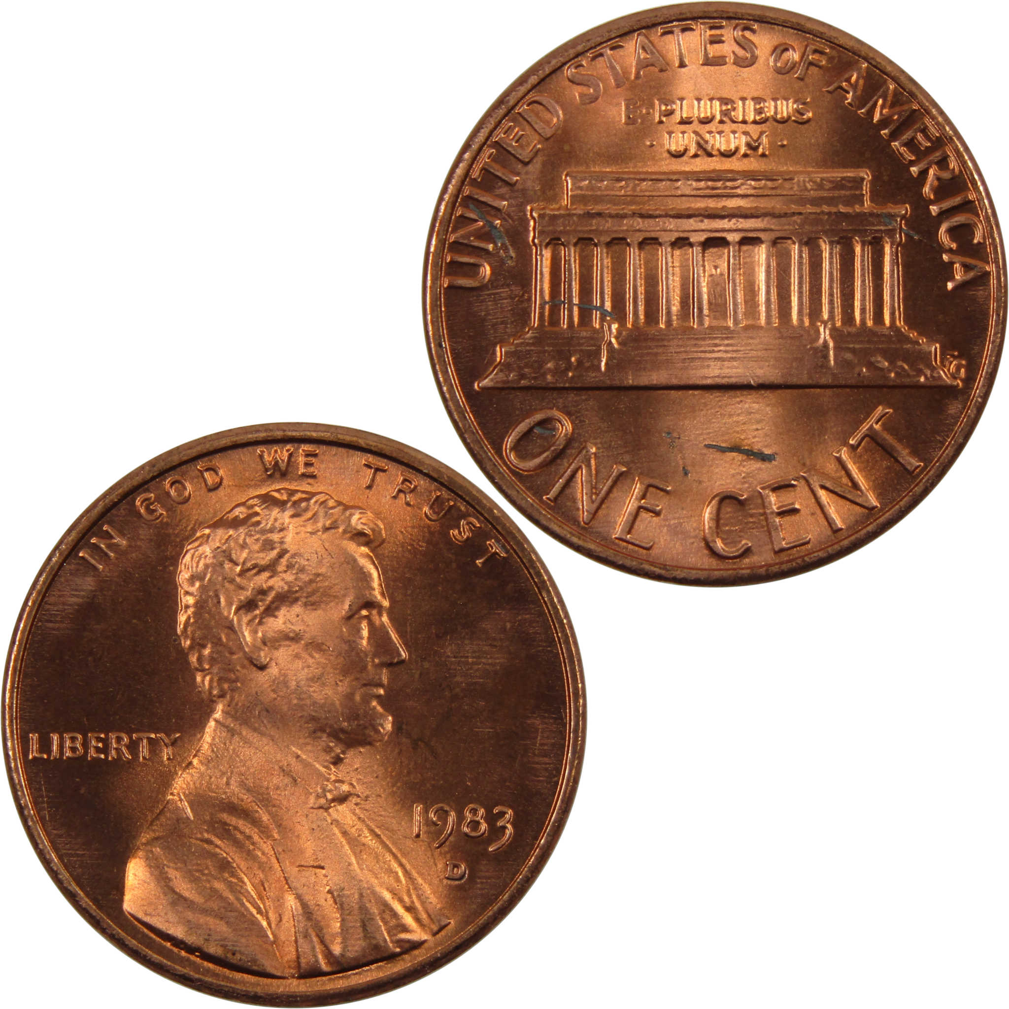 1983 D Lincoln Memorial Cent BU Uncirculated Penny 1c Coin