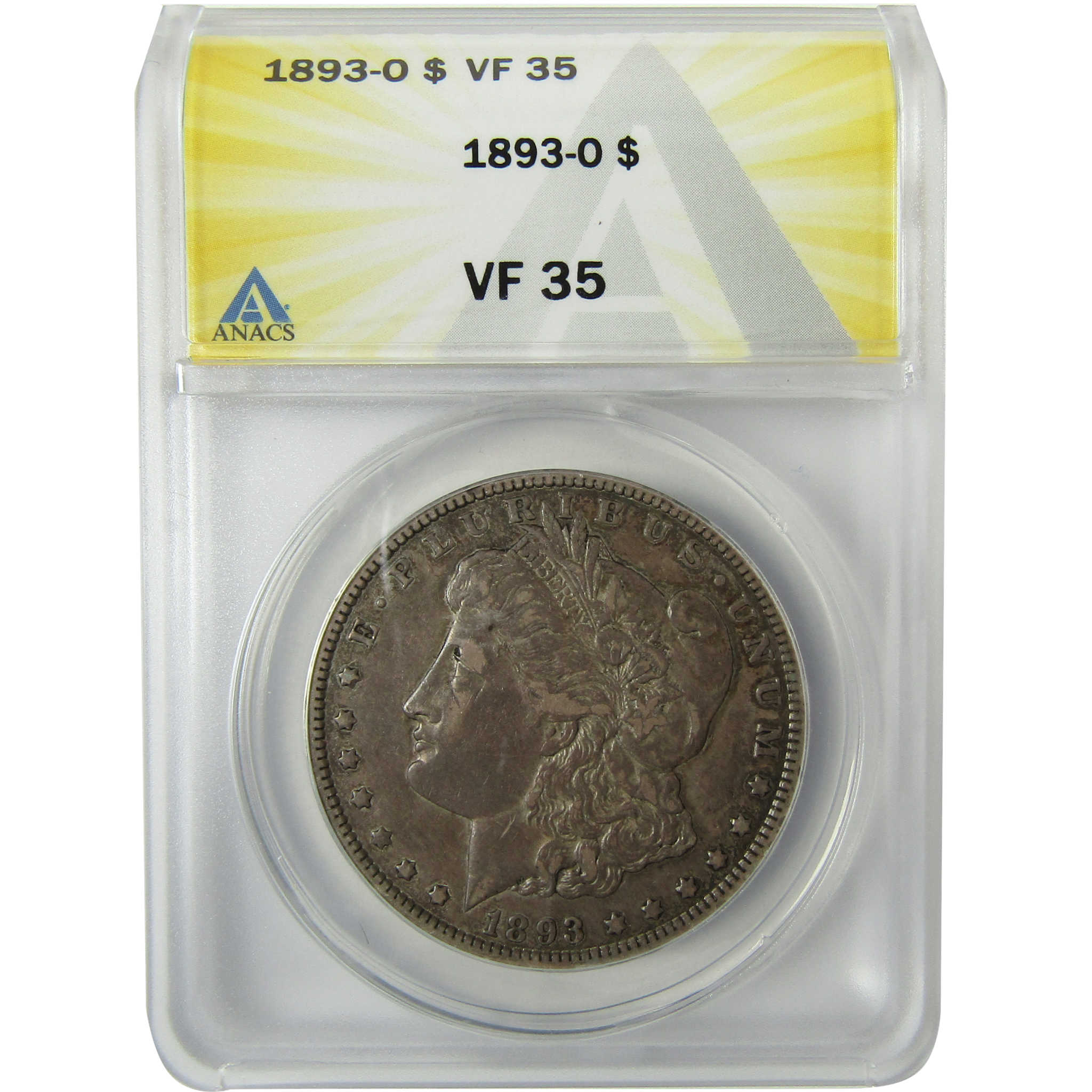 1893 O Morgan Silver Dollar VF 35 ANACS $1 Coin Collectible SKU:I28463
